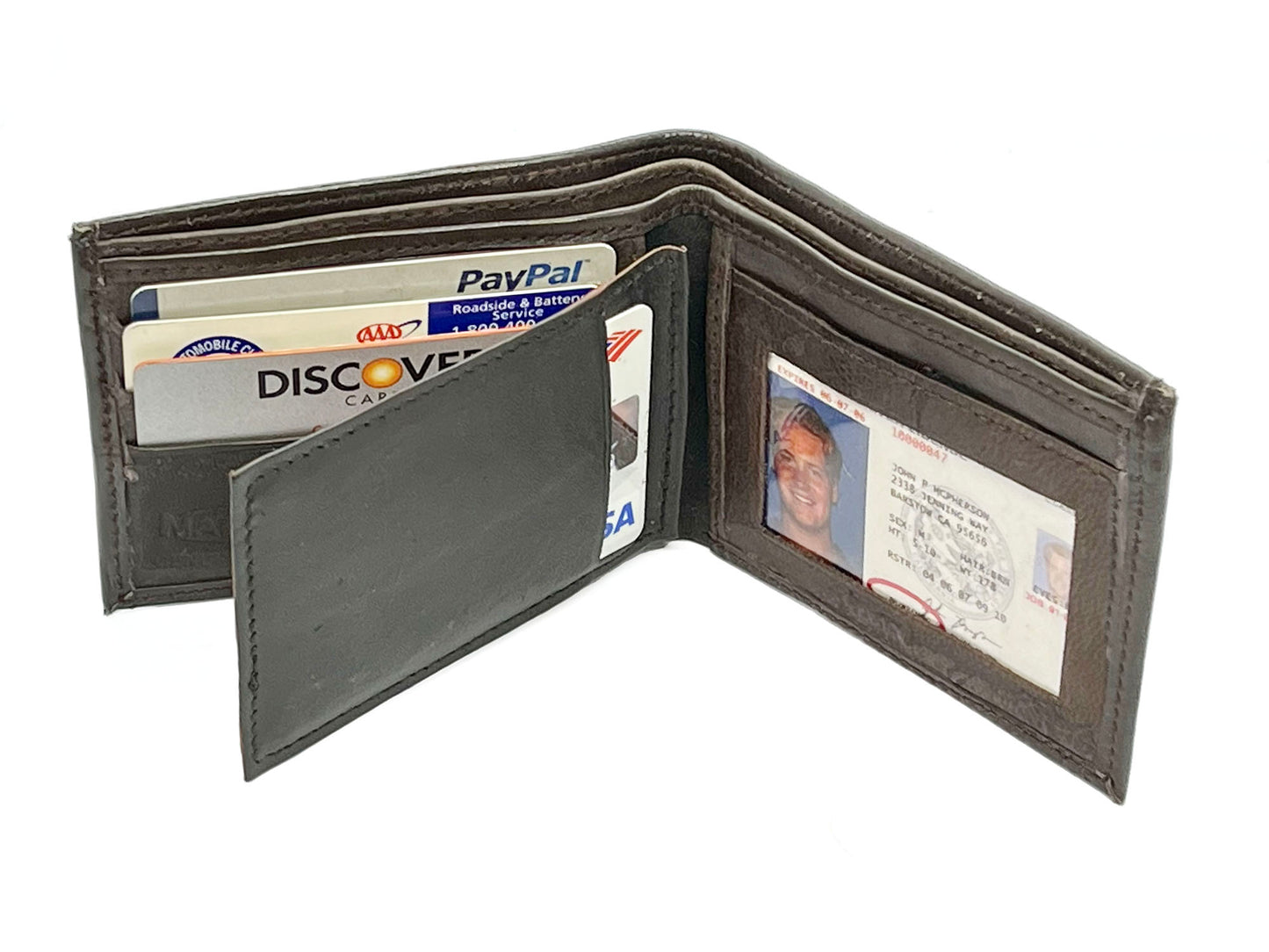 RFID Blocking Men's Genuine Leather Bifold Wallet ID Center Flap Card Holder