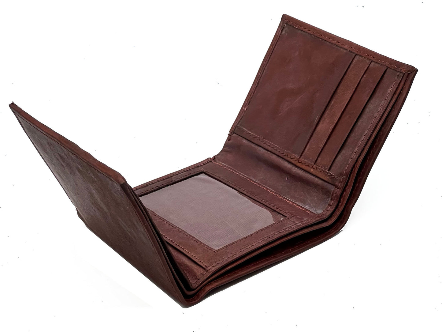 RFID BLocking Genuine Leather Men's Trifold Premium Cowhide Wallet Center Flap