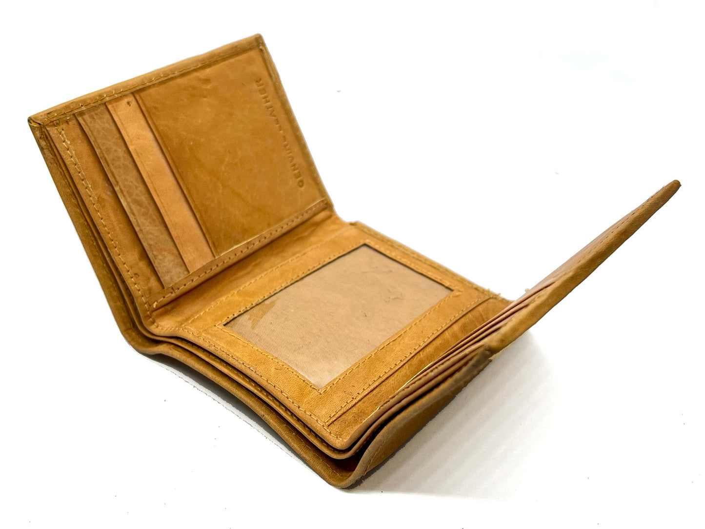 RFID BLocking Genuine Leather Men's Trifold Premium Cowhide Wallet Center Flap
