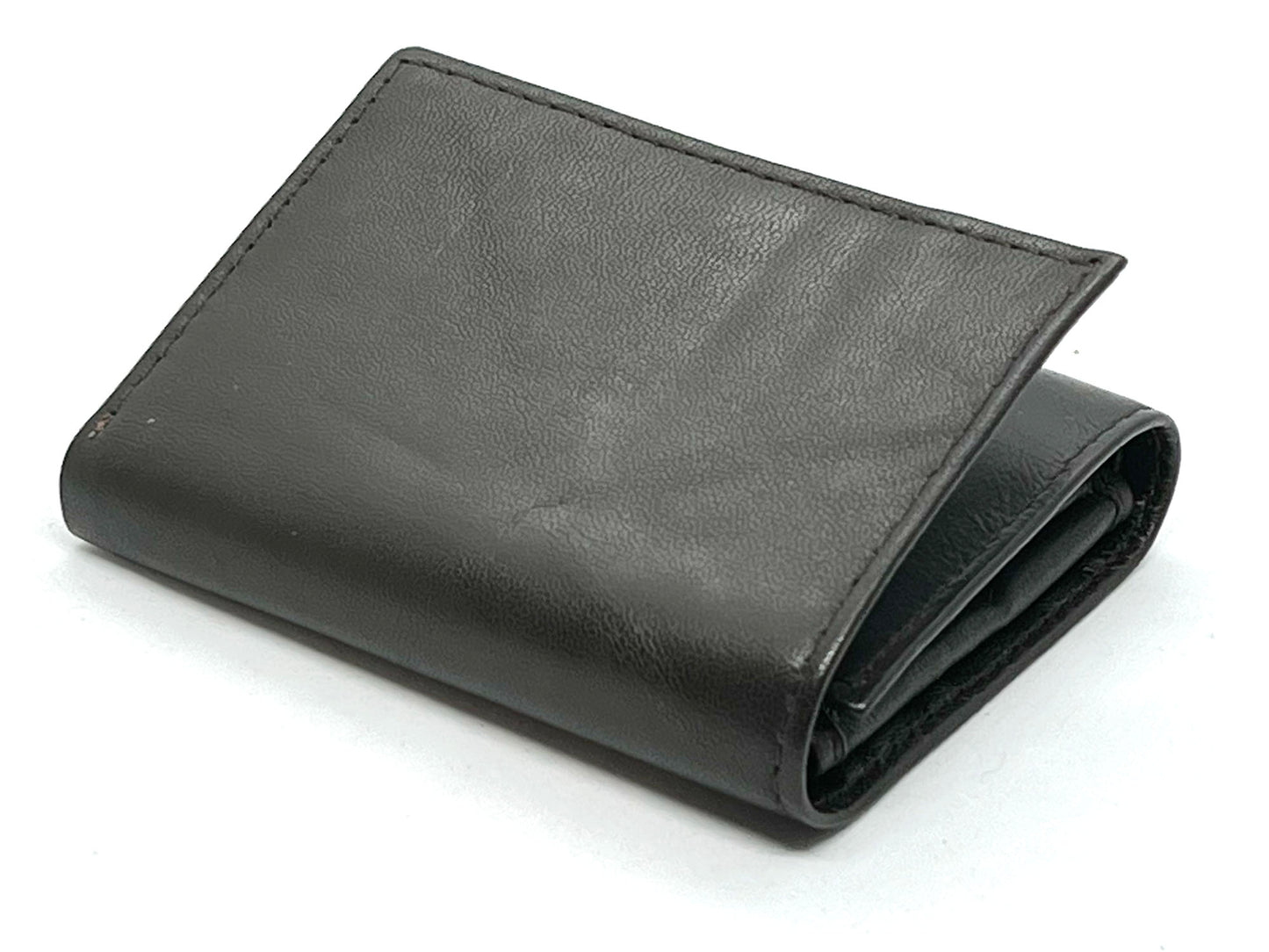 RFID Blocking Genuine Leather Men's Trifold Wallet Flap Top Card Holder