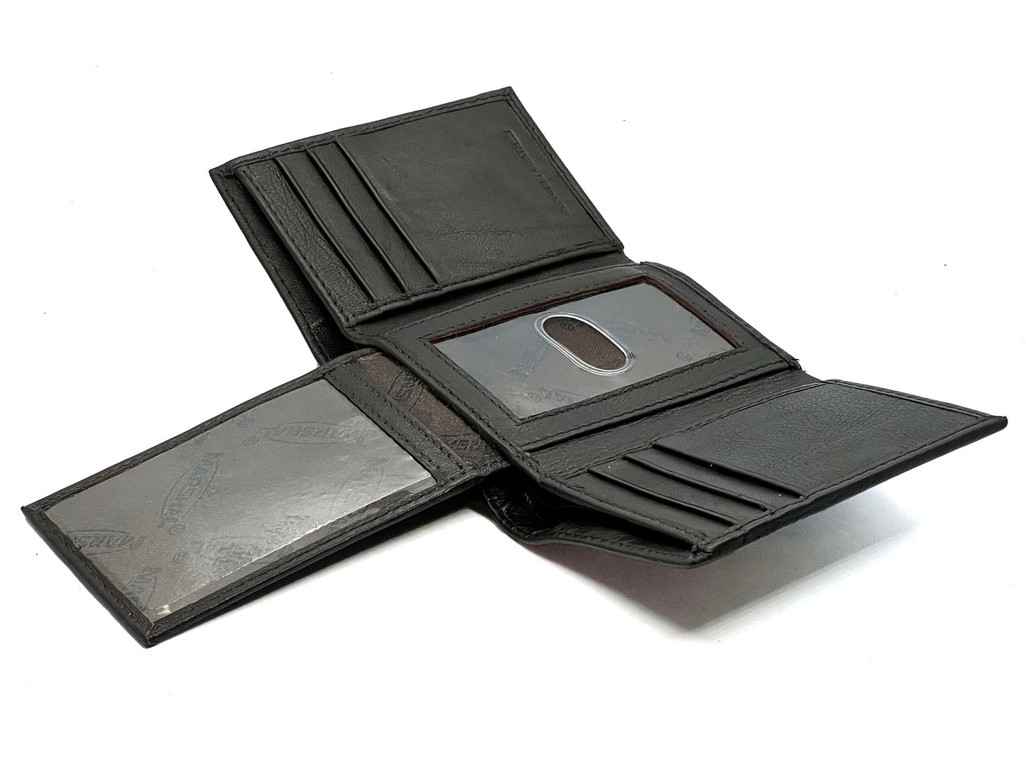 RFID Blocking Genuine Leather Men's Trifold Wallet Flap Top Card Holder