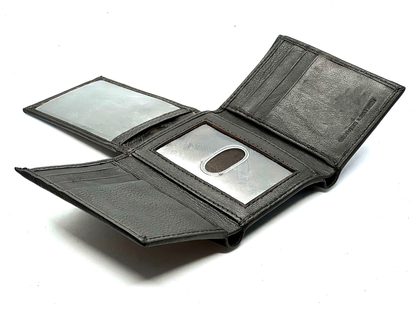 RFID Blocking Genuine Leather Men's Trifold Wallet Flap Top Card Holder