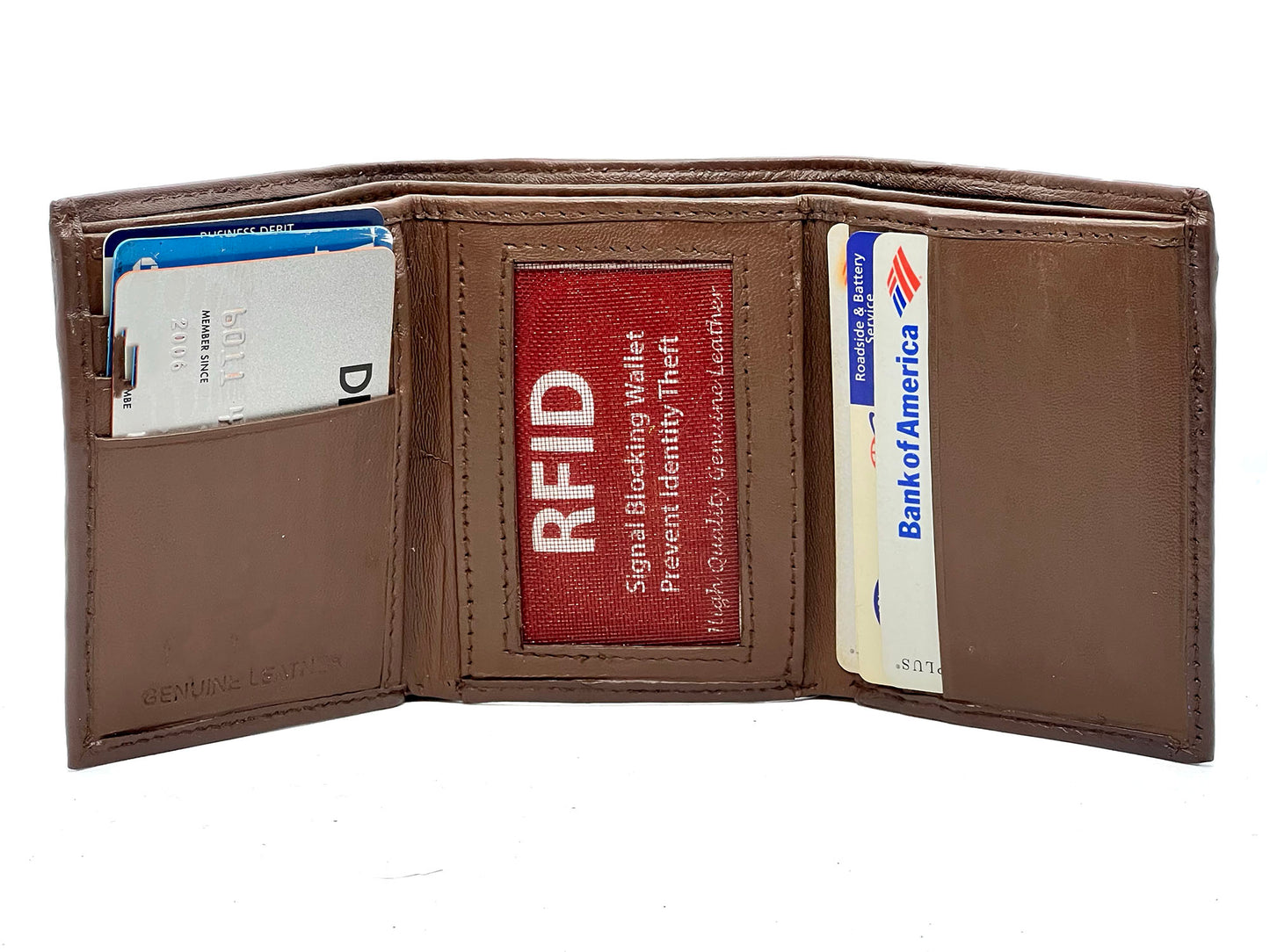 Hunter Brown RFID Blocking Men's Trifold Wallet Multi ID Card Holder