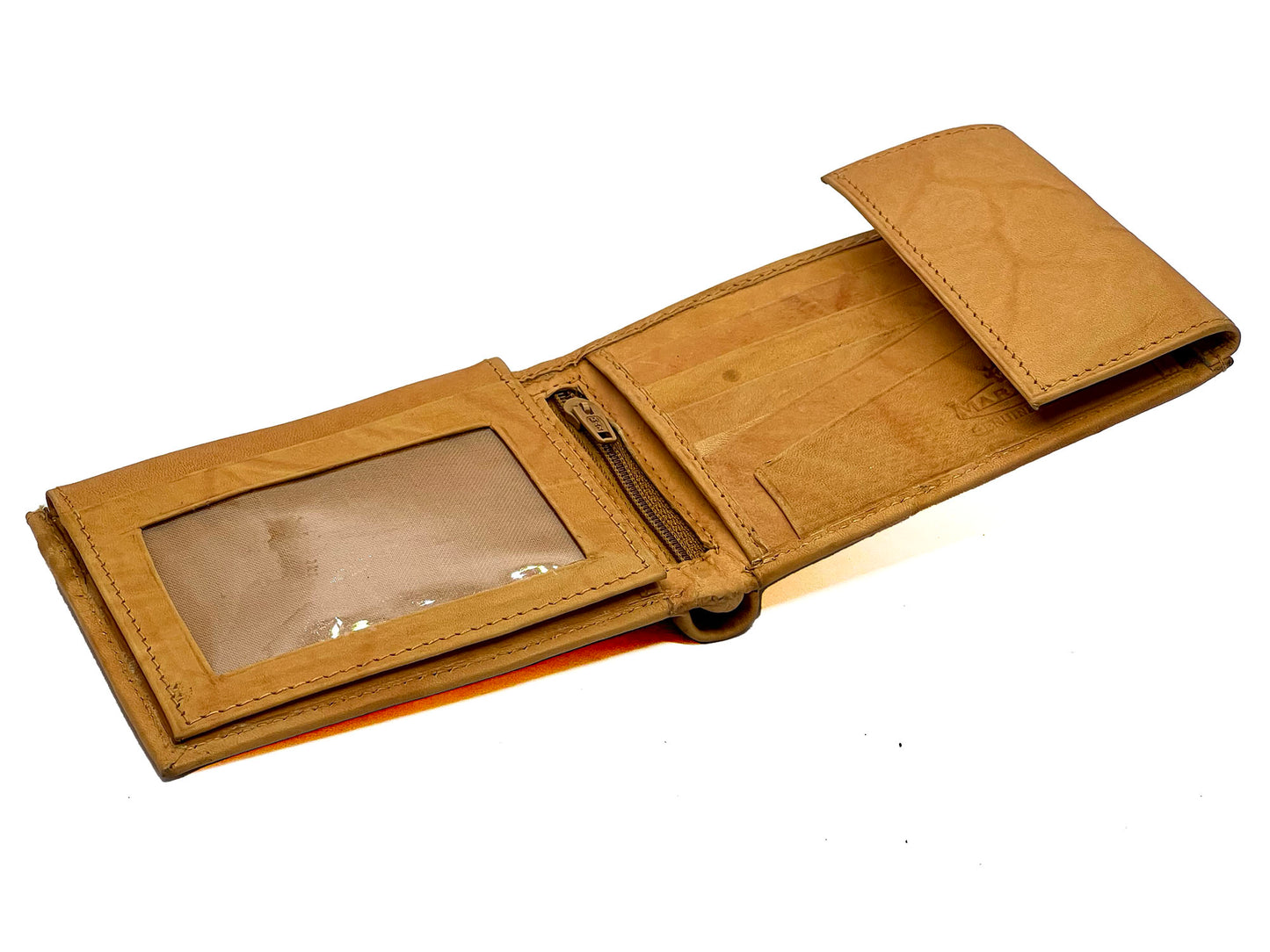 RFID Blocking Leather Bifold Wallet With Hook And Loop Closure And Flap Up ID Window