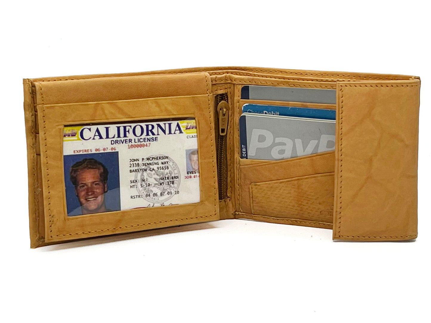 RFID Blocking Leather Bifold Wallet With Hook And Loop Closure And Flap Up ID Window