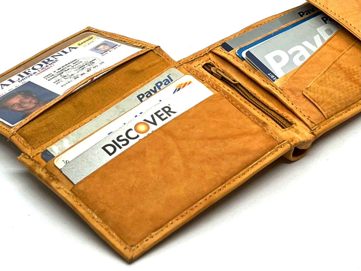 RFID Blocking Leather Bifold Wallet With Hook And Loop Closure And Flap Up ID Window
