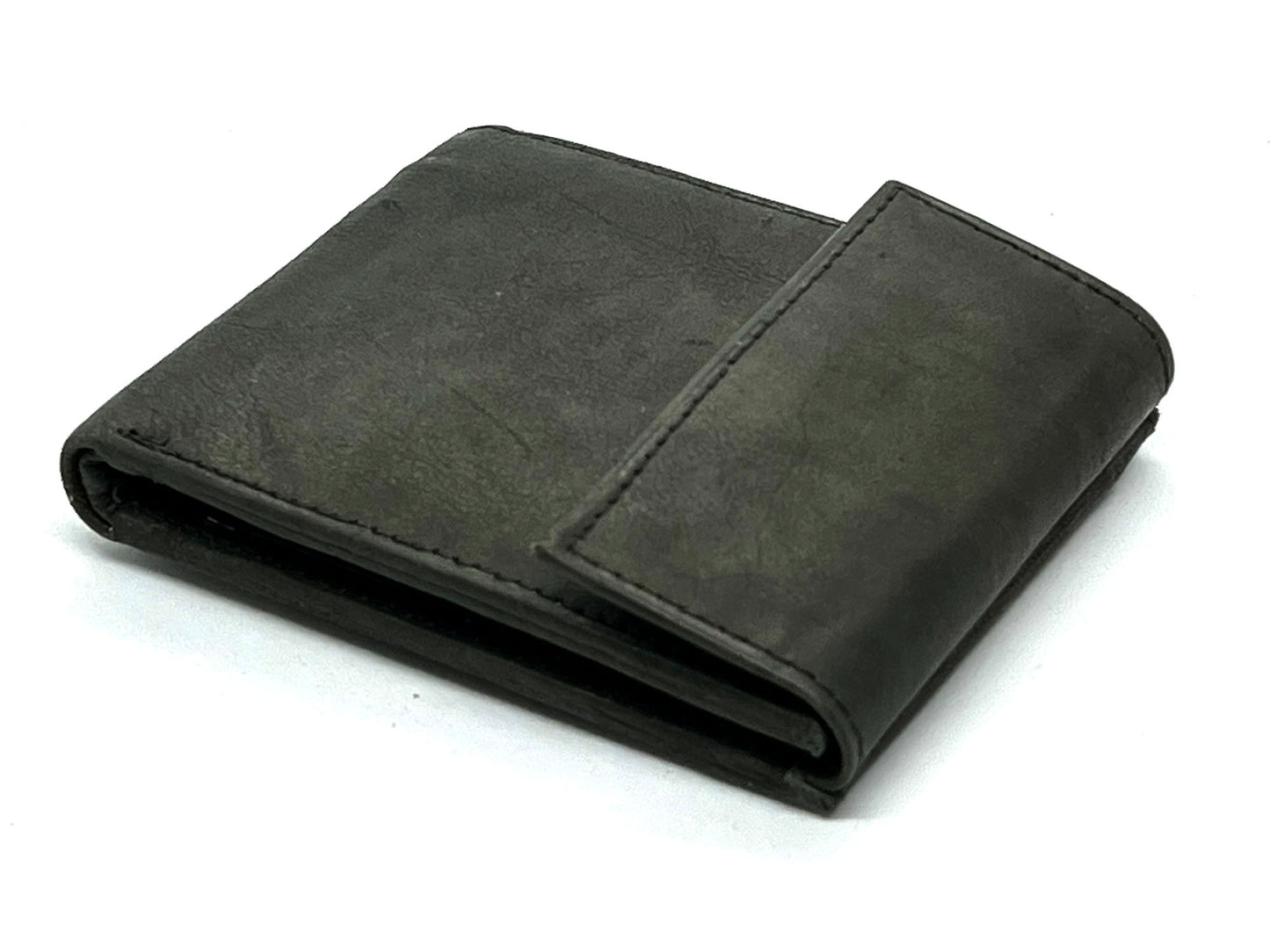 RFID Blocking Leather Bifold Wallet With Hook And Loop Closure And Flap Up ID Window