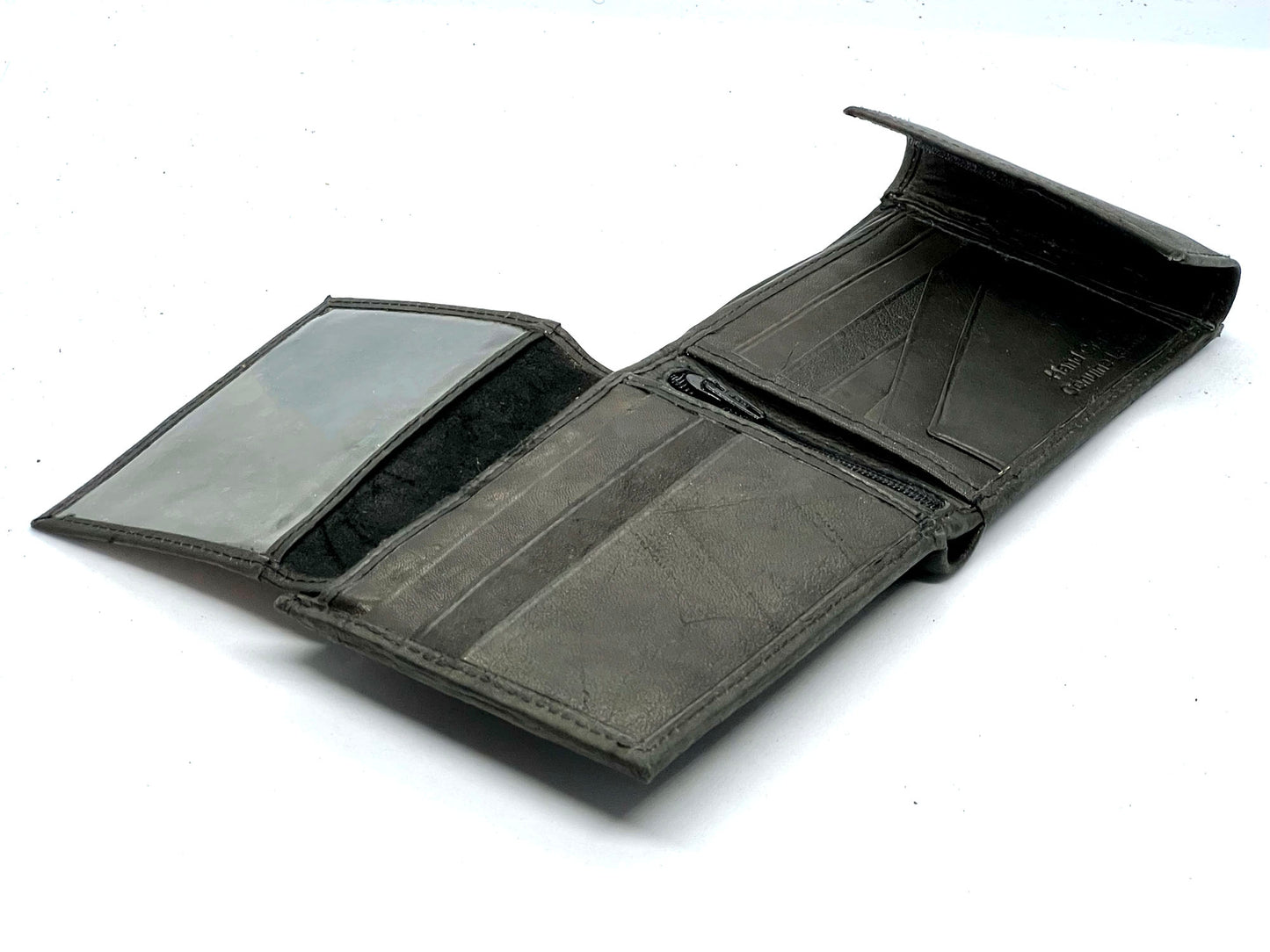 RFID Blocking Leather Bifold Wallet With Hook And Loop Closure And Flap Up ID Window