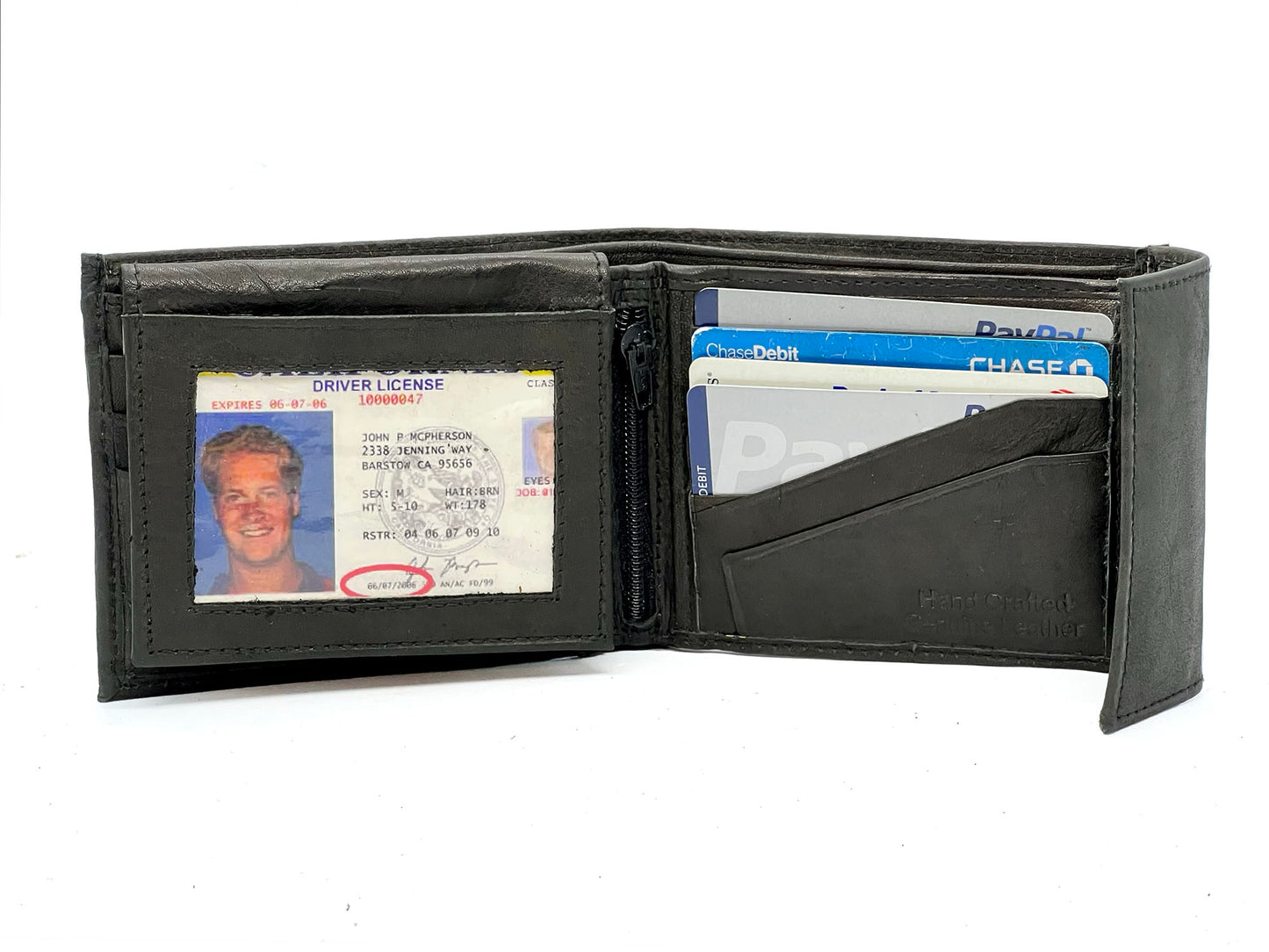 RFID Blocking Leather Bifold Wallet With Hook And Loop Closure And Flap Up ID Window