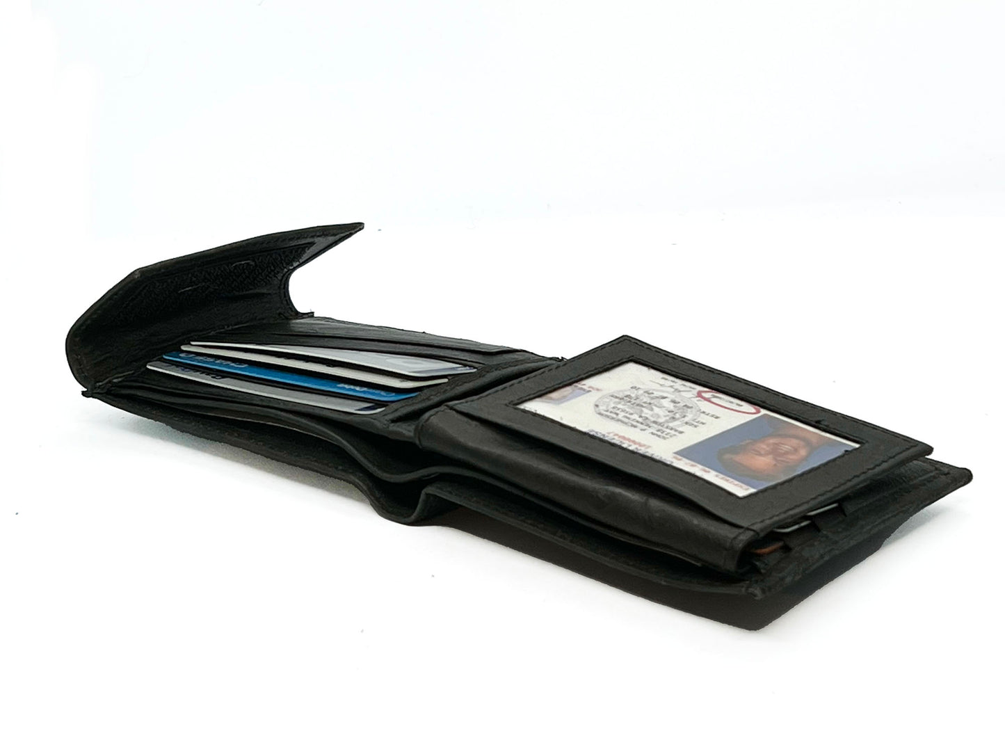 RFID Blocking Leather Bifold Wallet With Hook And Loop Closure And Flap Up ID Window