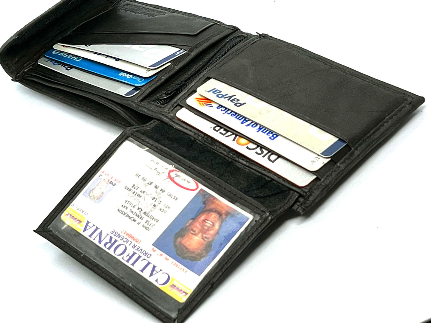 RFID Blocking Leather Bifold Wallet With Hook And Loop Closure And Flap Up ID Window