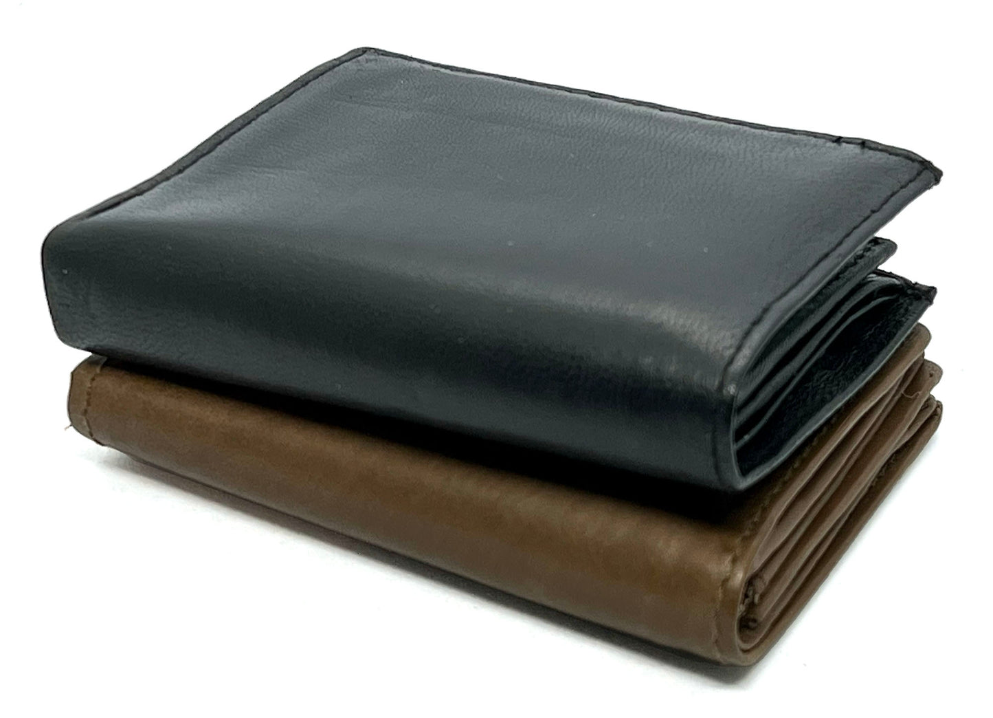 RFID Blocking Men's Genuine Leather ID Bifold 18+ Card Holder Center Flap Compact Wallet