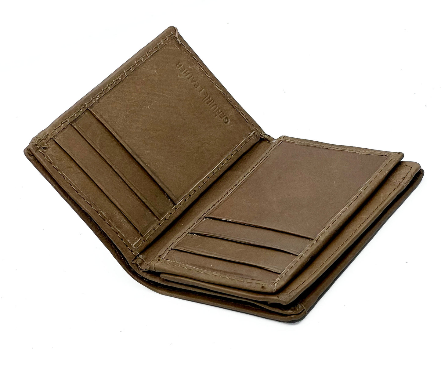 RFID Blocking Men's Genuine Leather ID Bifold 18+ Card Holder Center Flap Compact Wallet