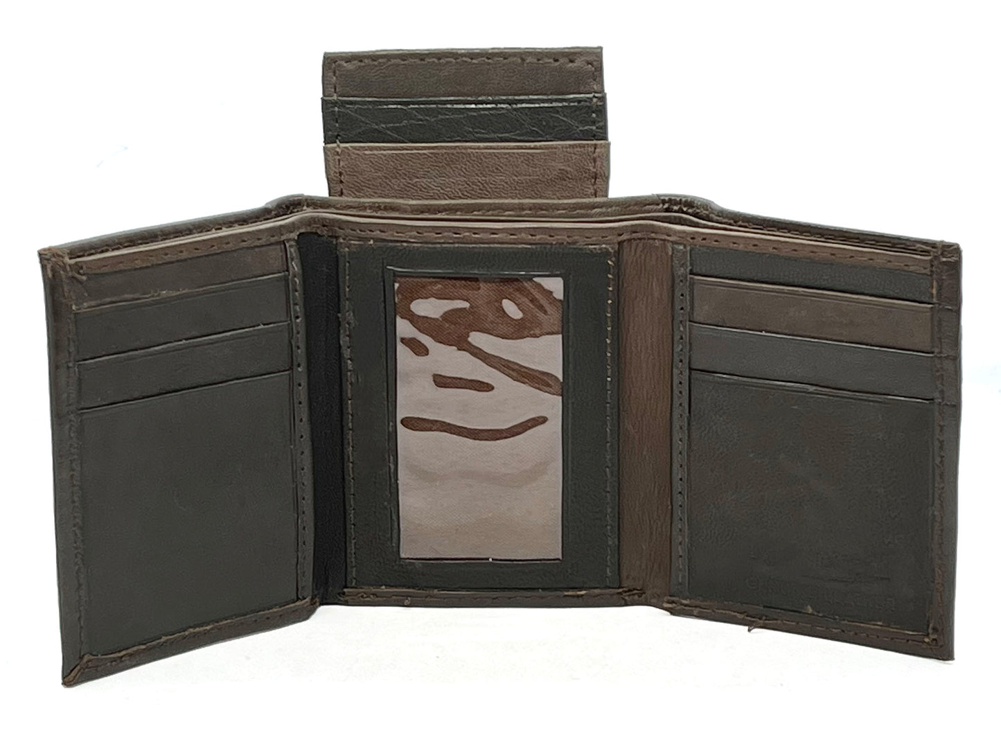RFID Blocking Genuine Leather Men's Trifold Wallet Flap Top Detachable Card Holder