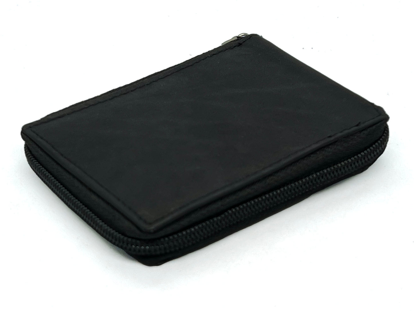 RFID Blocking Genuine Leather Men's Bifold Wallet Credit Card Holder Zip Around Flap Top