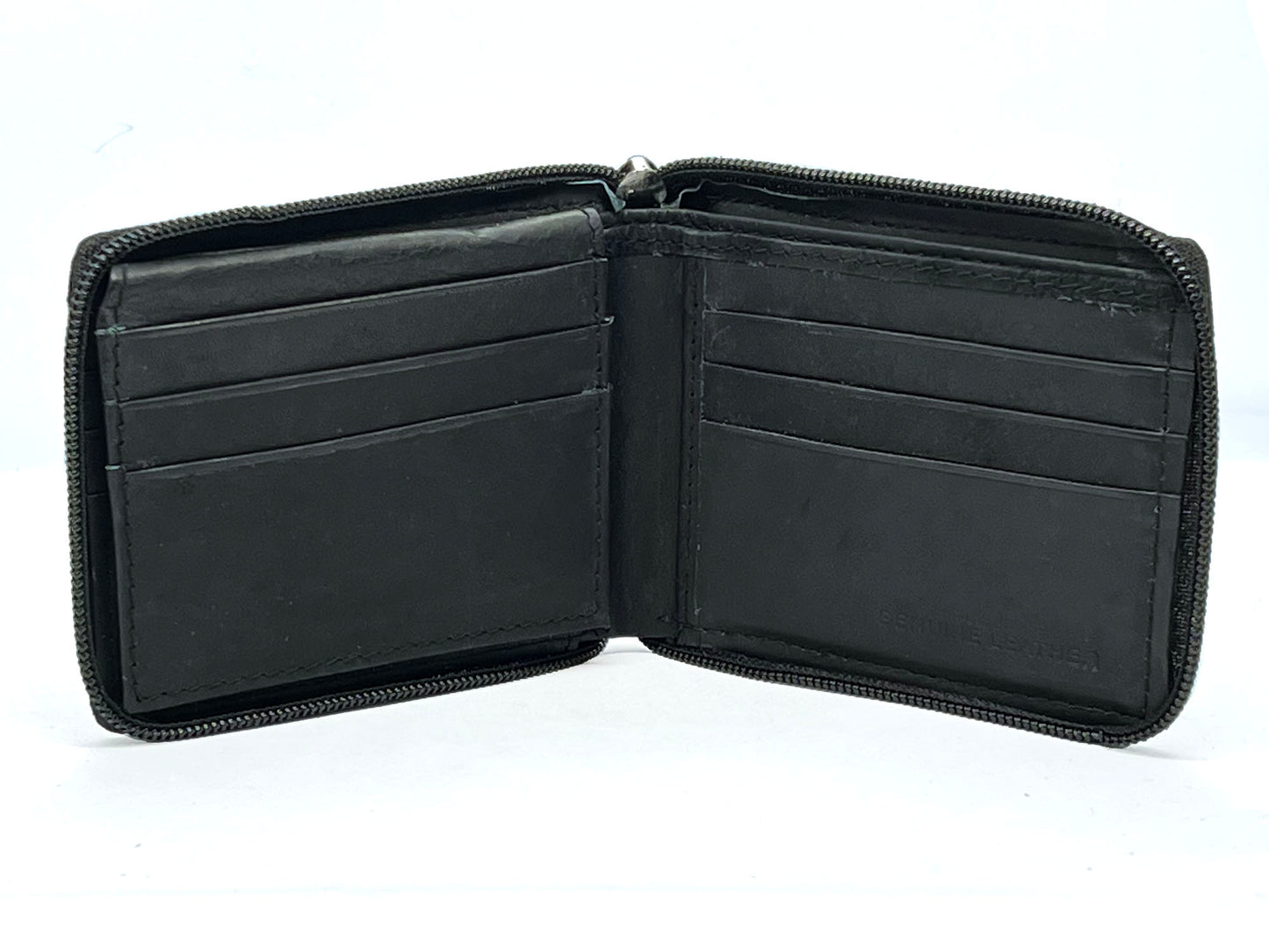 RFID Blocking Genuine Leather Men's Bifold Wallet Credit Card Holder Zip Around Flap Top