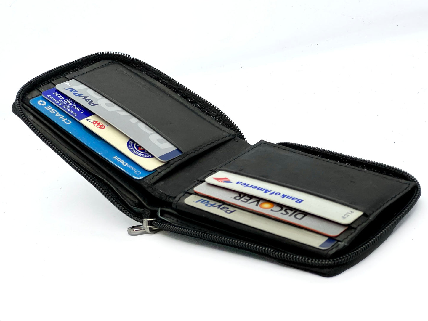 RFID Blocking Genuine Leather Men's Bifold Wallet Credit Card Holder Zip Around Flap Top