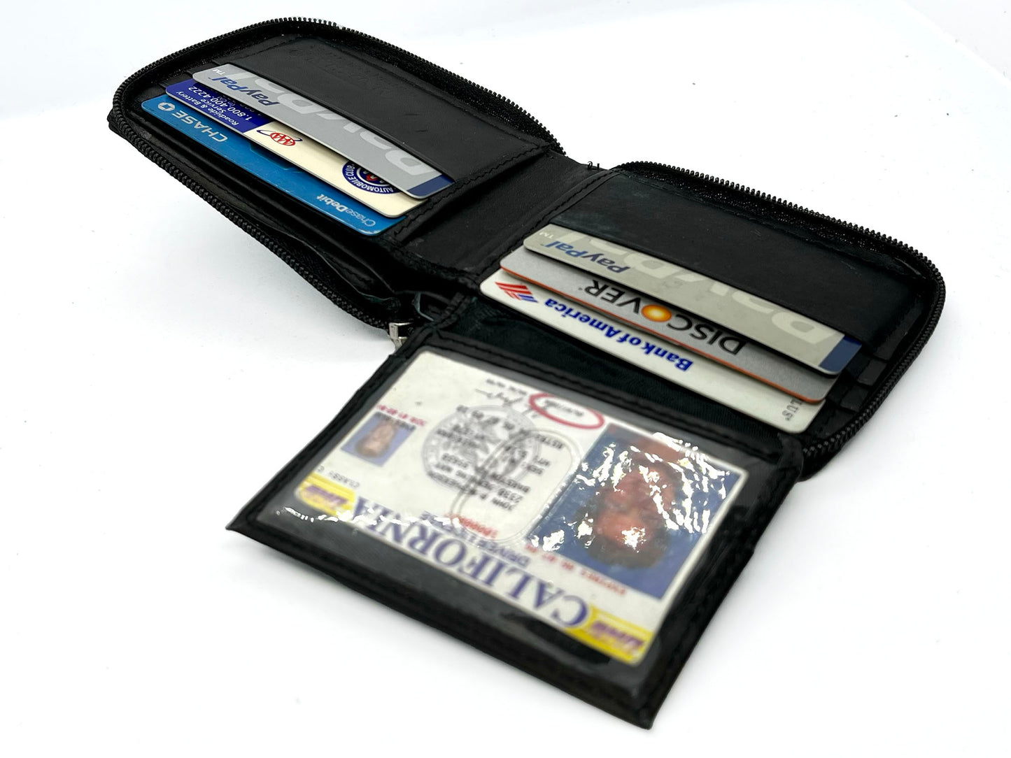 RFID Blocking Genuine Leather Men's Bifold Wallet Credit Card Holder Zip Around Flap Top