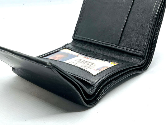 RFID Blocking Men's Wallet Extra Capacity Multi ID Card Slot Center Flap Trifold