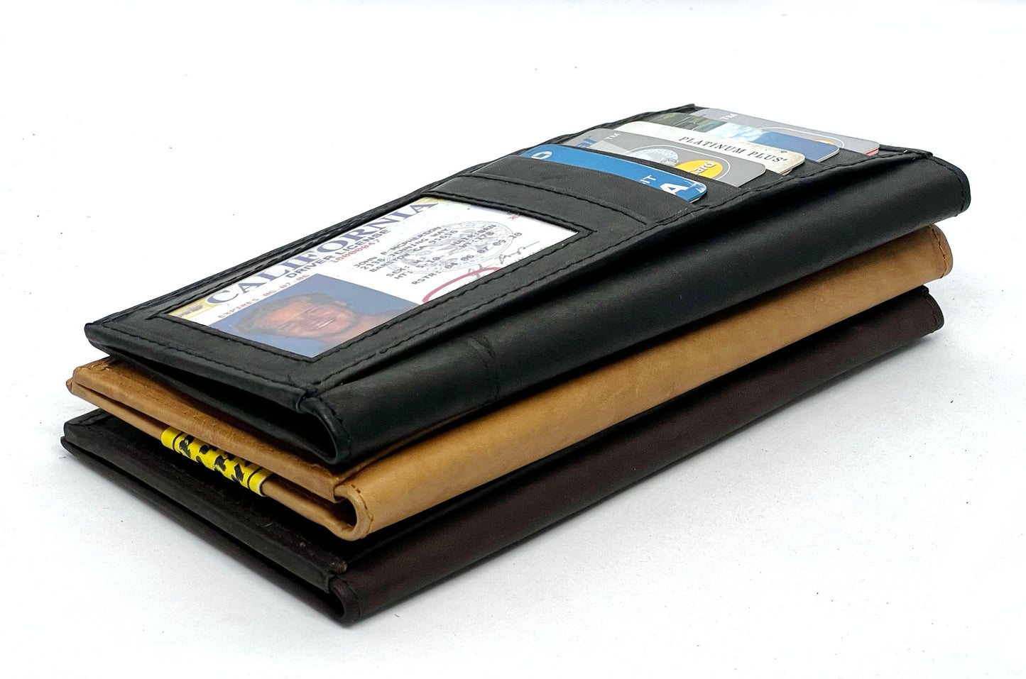 RFID Blocking Genuine Leather Checkbook Cover Holder Thin ID Window Card Wallet