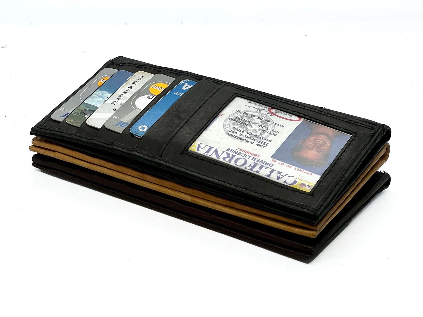 RFID Blocking Genuine Leather Checkbook Cover Holder Thin ID Window Card Wallet