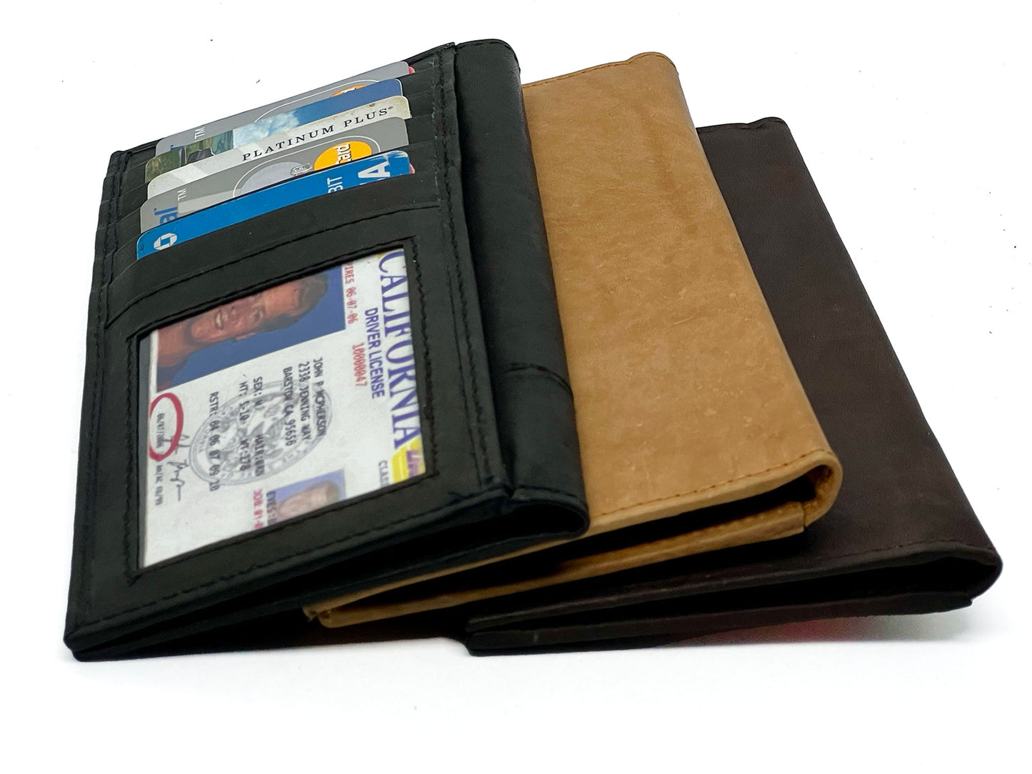 RFID Blocking Genuine Leather Checkbook Cover Holder Thin ID Window Card Wallet