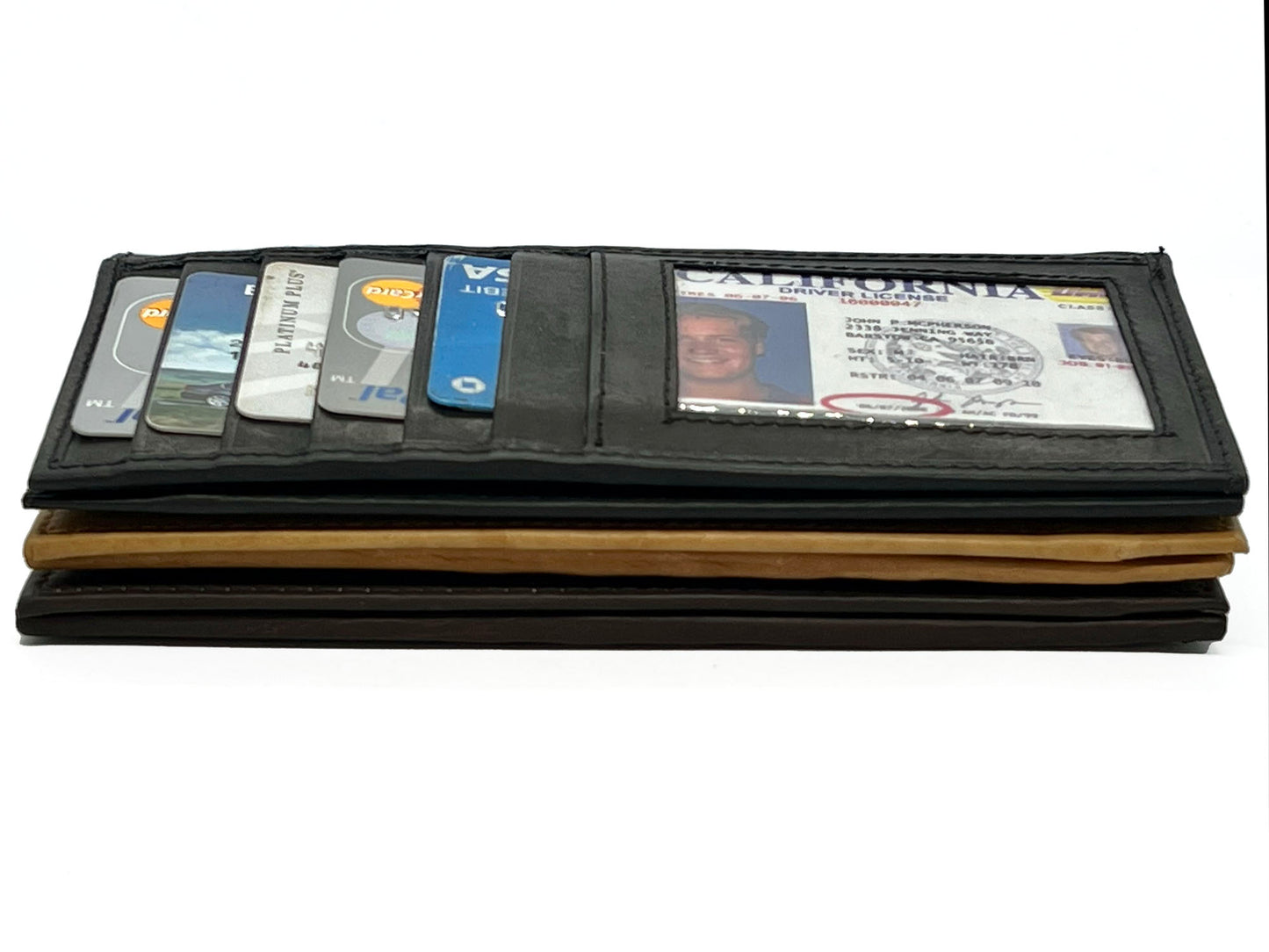 RFID Blocking Genuine Leather Checkbook Cover Holder Thin ID Window Card Wallet