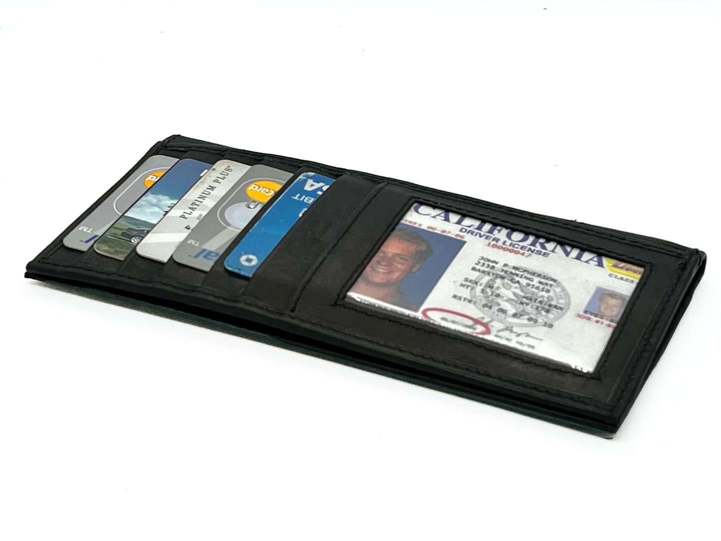 RFID Blocking Genuine Leather Checkbook Cover Holder Thin ID Window Card Wallet