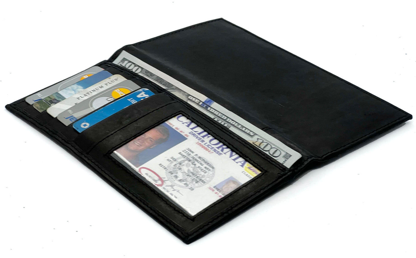 RFID Blocking Genuine Leather Checkbook Cover Holder Thin ID Window Card Wallet