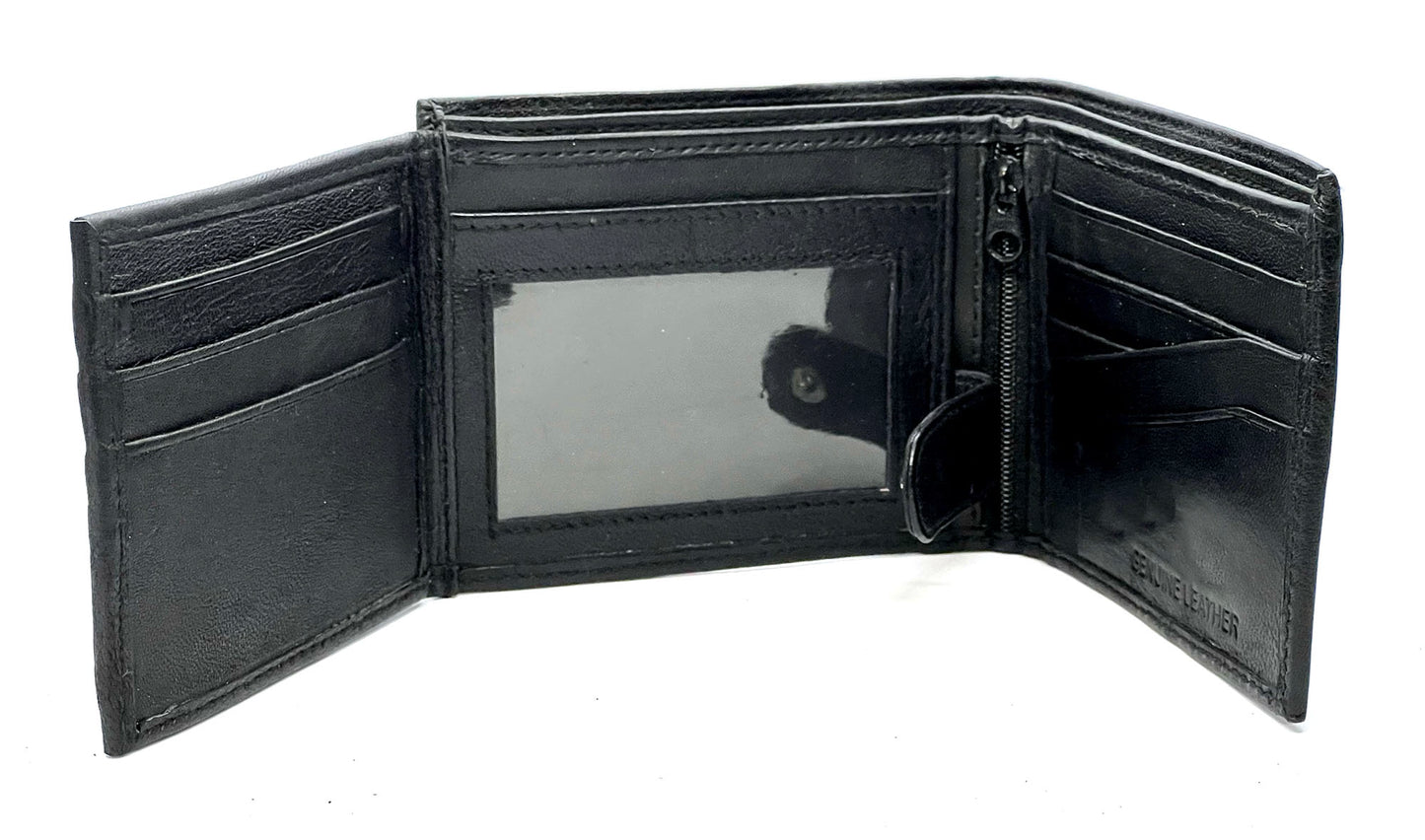 RFID Blocking Genuine Leather Bifold Wallet ID Card Center Out Card Holder