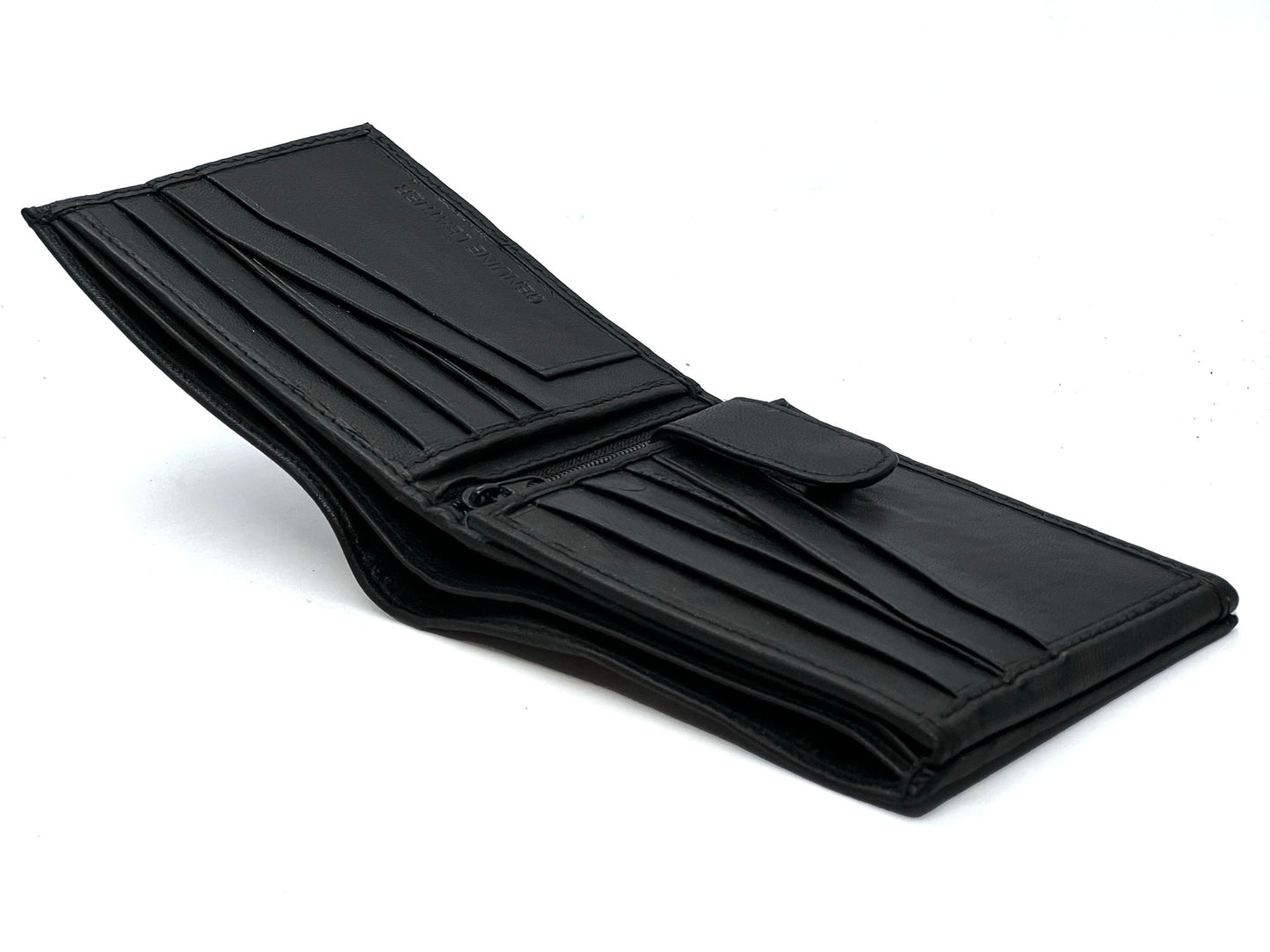 RFID Blocking Genuine Leather Bifold Wallet ID Card Center Out Card Holder