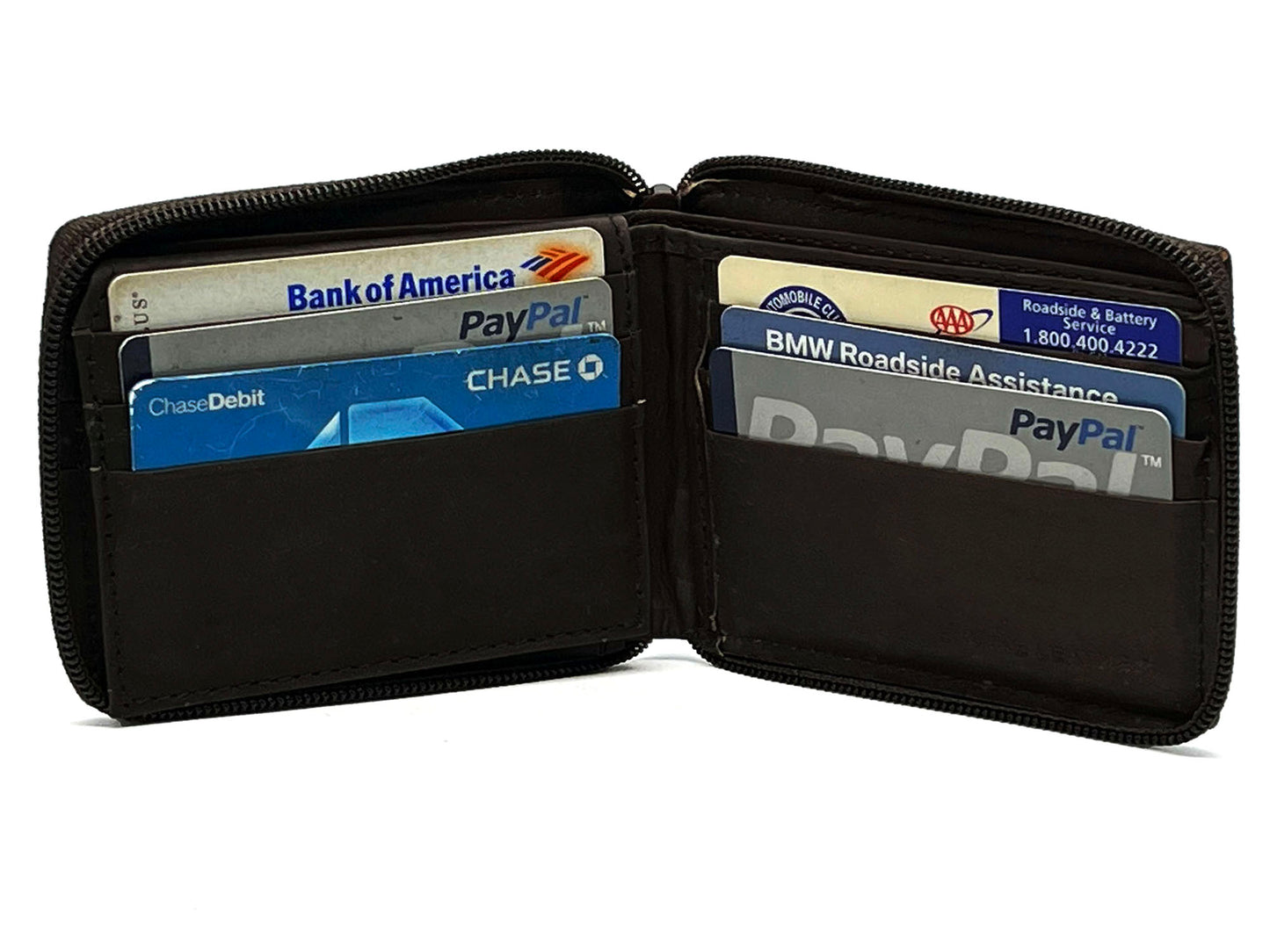 RFID Blocking Genuine Leather Men's Bifold Wallet Credit Card Holder Zip Around Flap Top