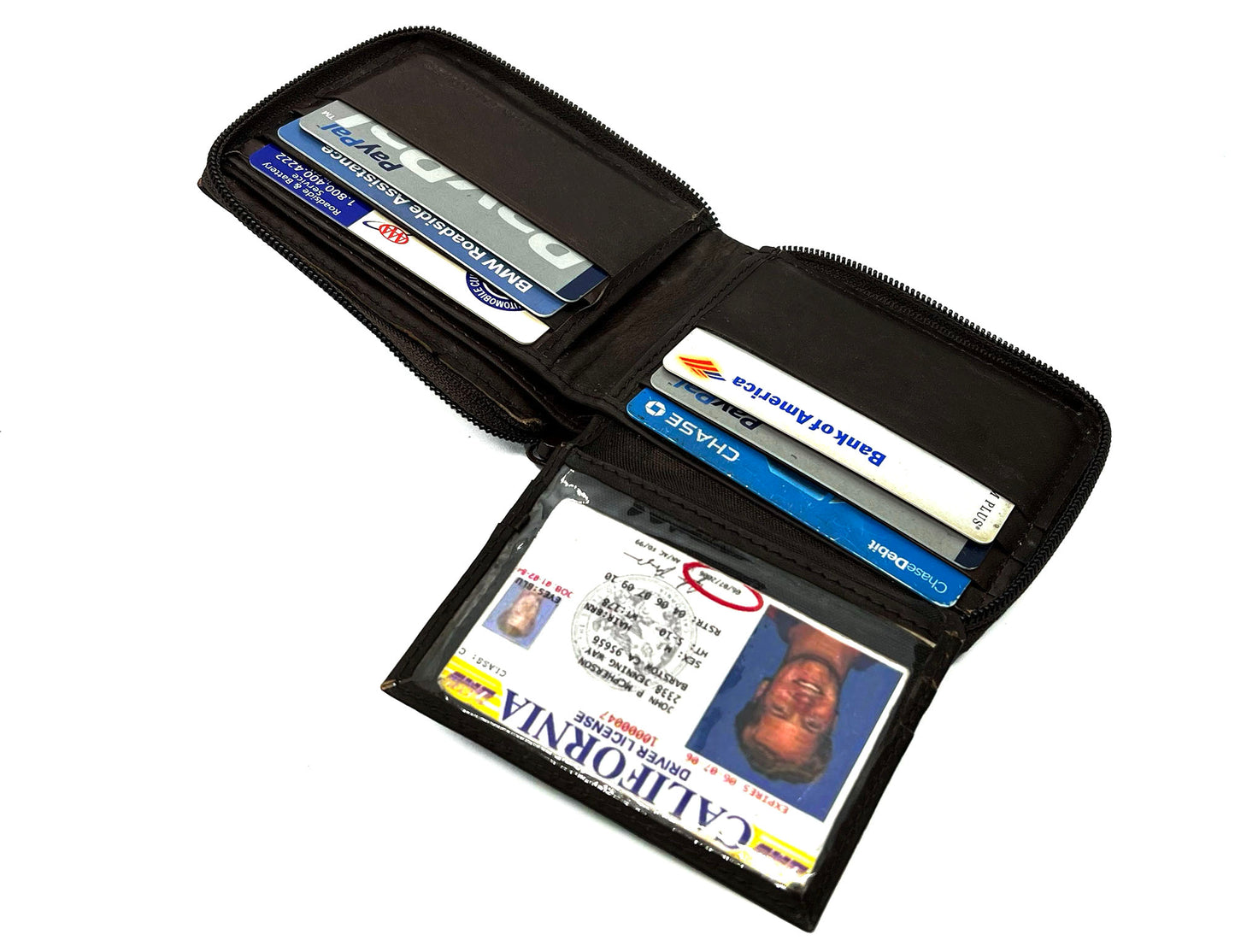RFID Blocking Genuine Leather Men's Bifold Wallet Credit Card Holder Zip Around Flap Top