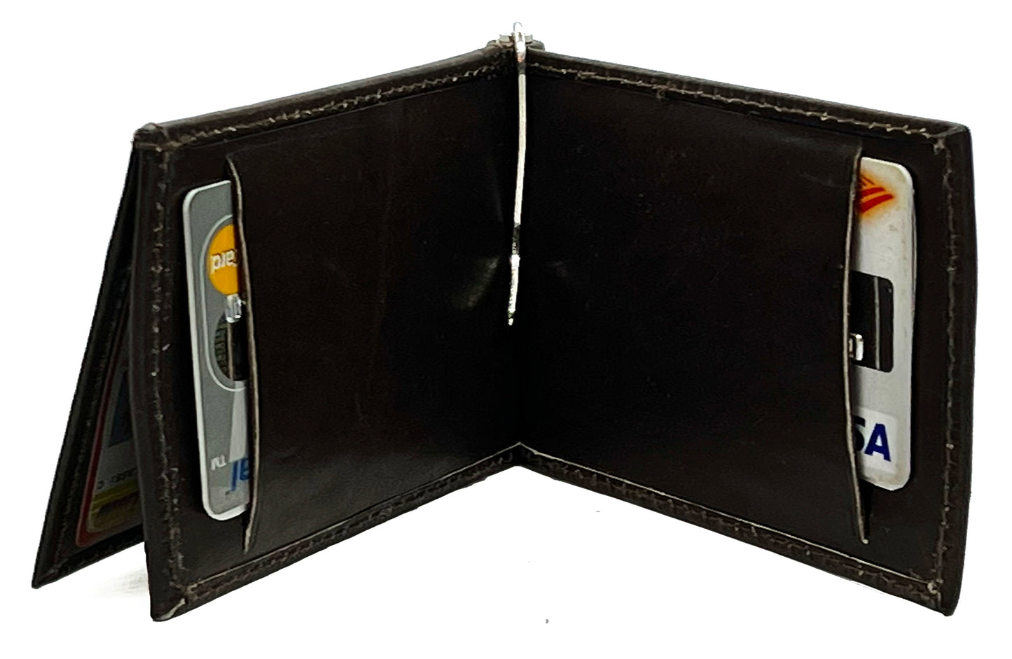 Genuine Leather Z Fold Money Clip Front Pocket Men's Wallet