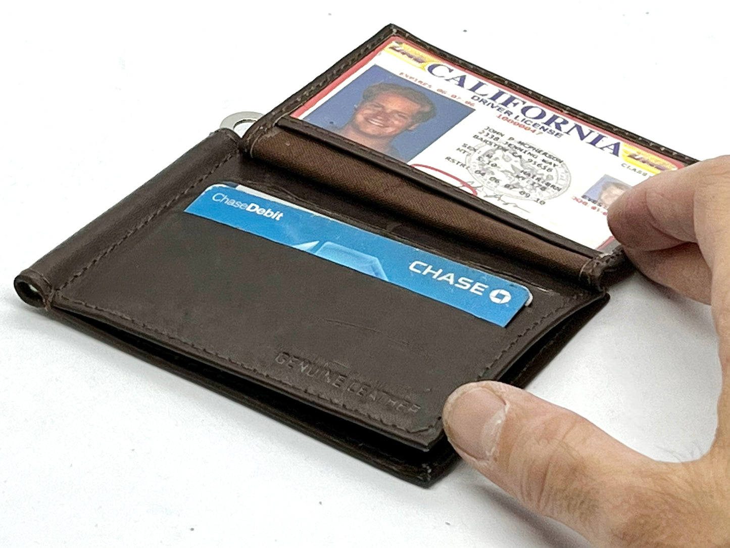 Genuine Leather Z Fold Money Clip Front Pocket Men's Wallet