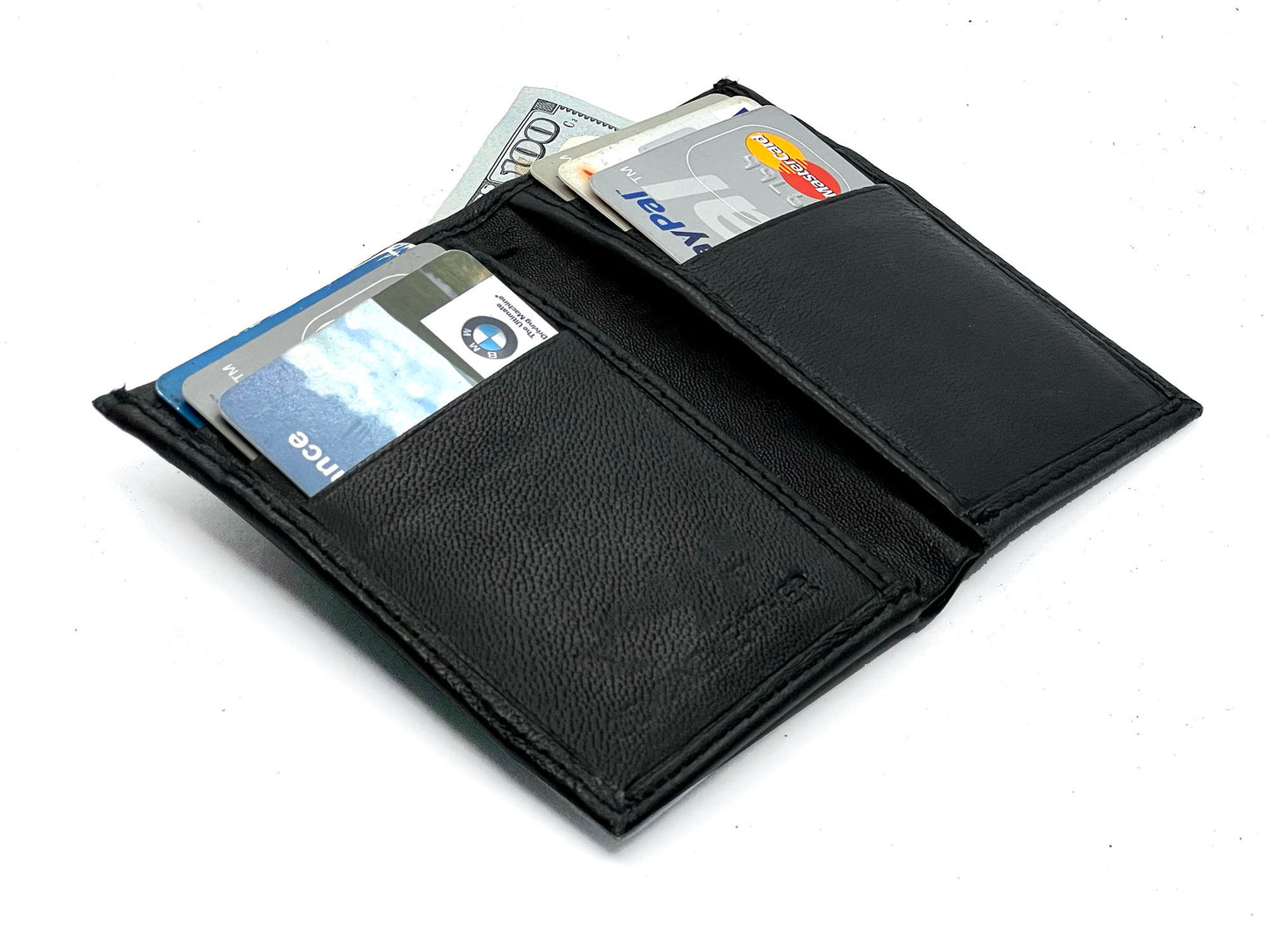 Genuine Leather ID Window Credit Card Thin Billfold Bifold Wallet