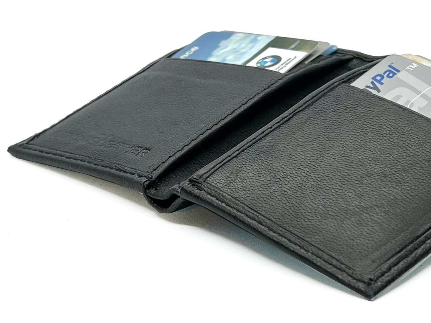 Genuine Leather ID Window Credit Card Thin Billfold Bifold Wallet