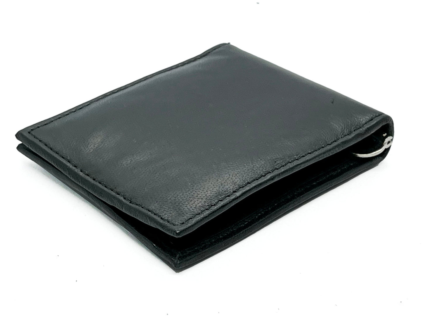 RFID Blocking Black Genuine Leather Men's Money Clip Credit Card ID Wallet