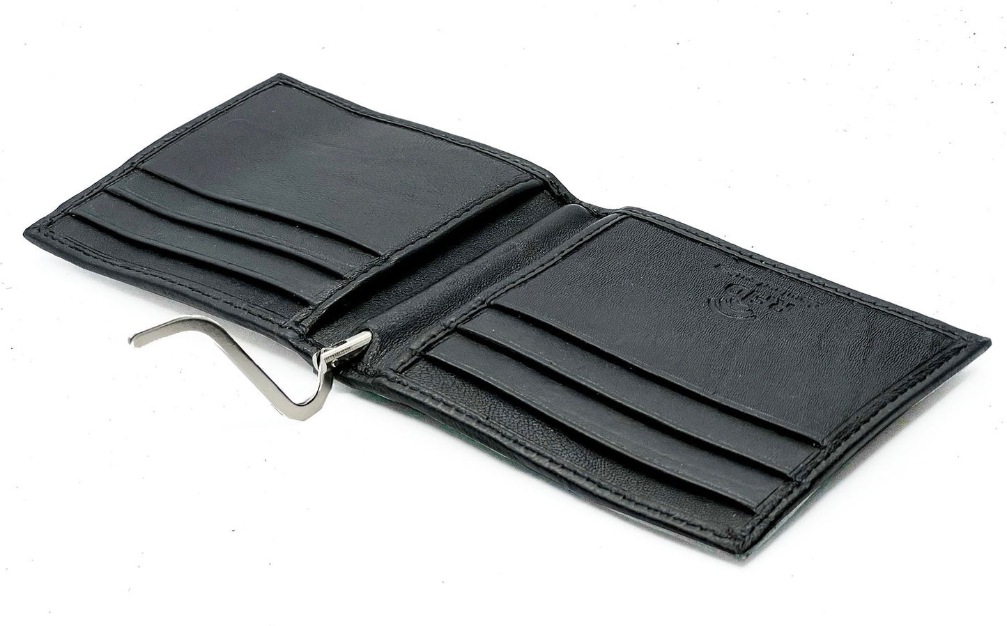RFID Blocking Black Genuine Leather Men's Money Clip Credit Card ID Wallet
