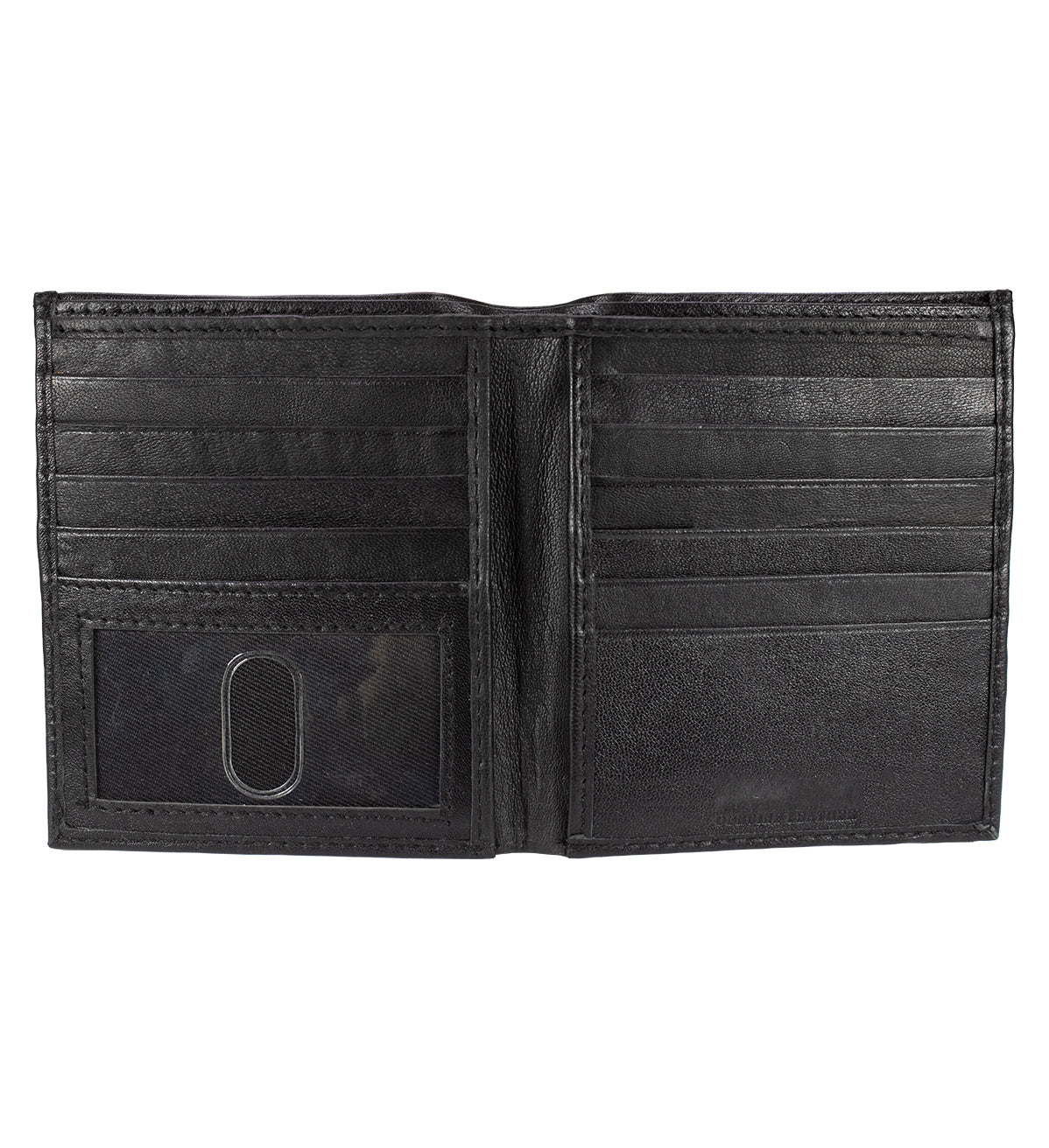 Black Genuine Leather Men's Bifold Hipster Wallet Credit Card Holder