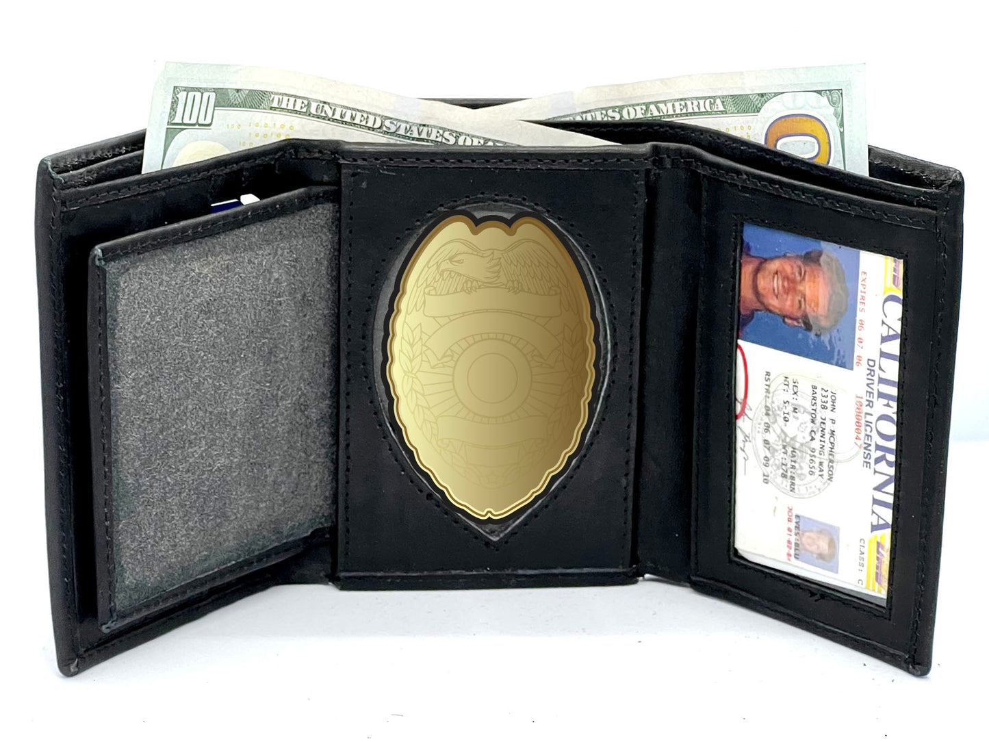 Genuine Leather Badge Shield Card Wallet License ID Holder
