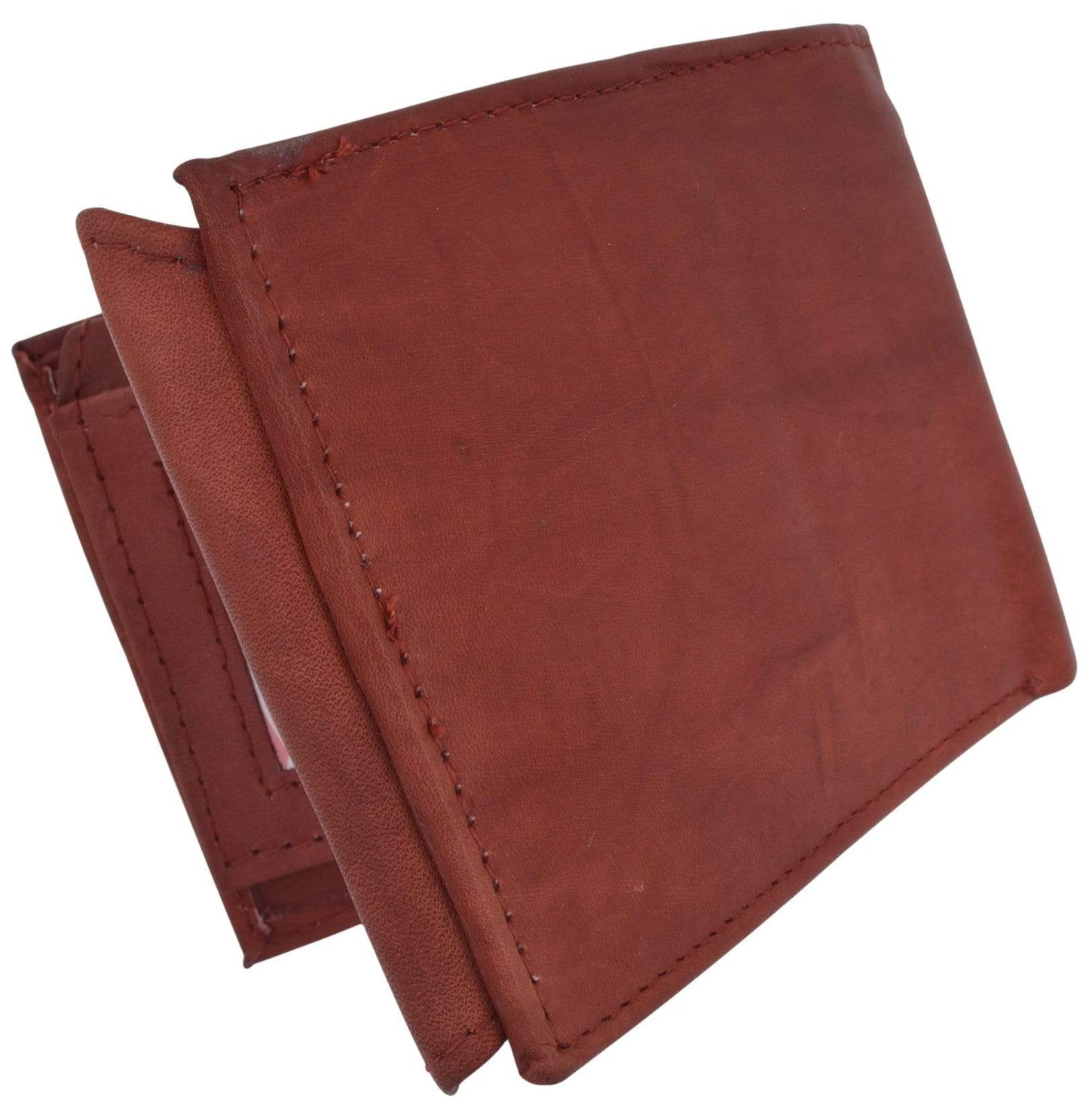 RFID Blocking Leather Bifold Wallet With Hook And Loop Closure And Flap Up ID Window