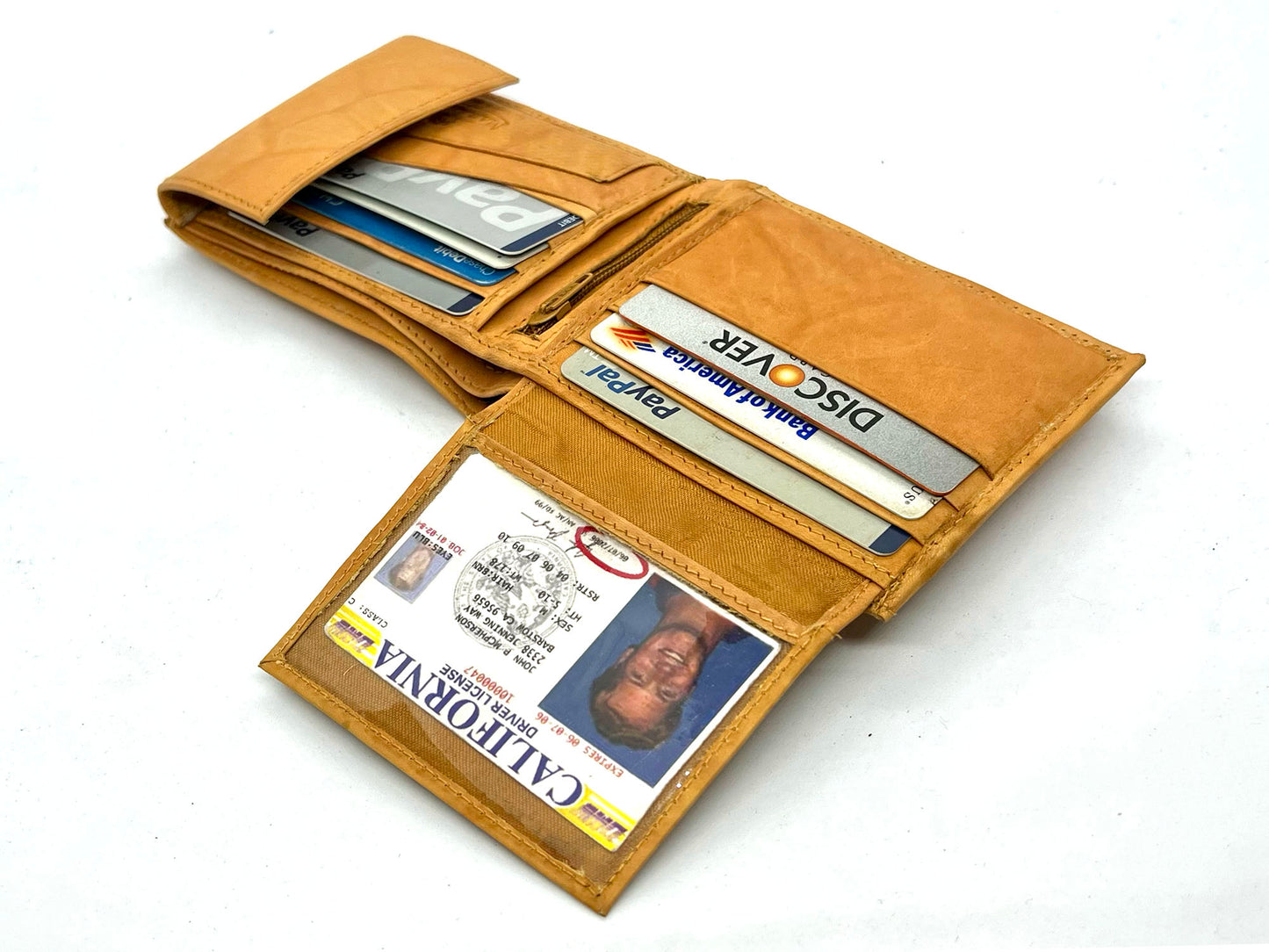 RFID Blocking Leather Bifold Wallet With Hook And Loop Closure And Flap Up ID Window