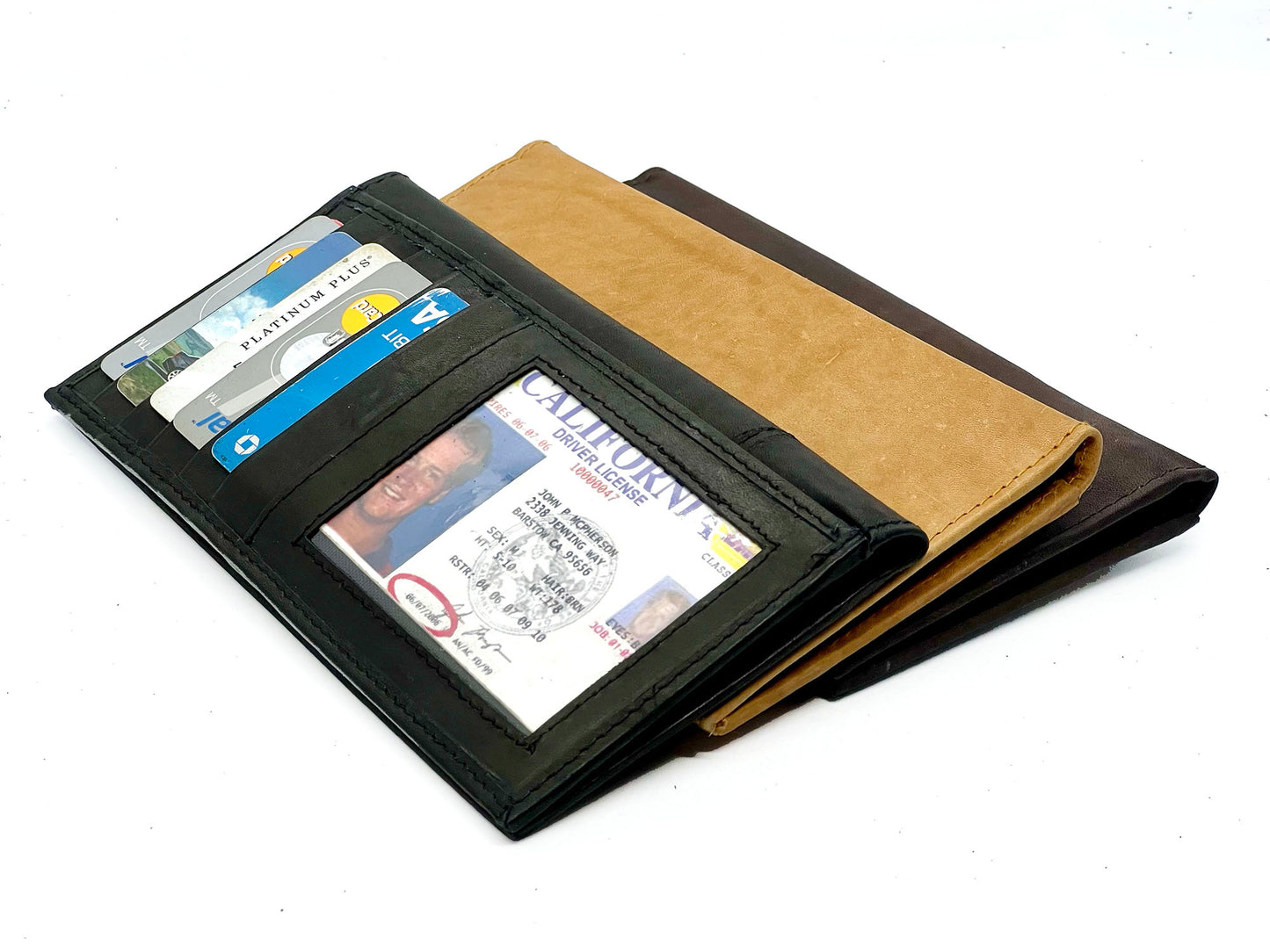 RFID Blocking Genuine Leather Checkbook Cover Holder Thin ID Window Card Wallet