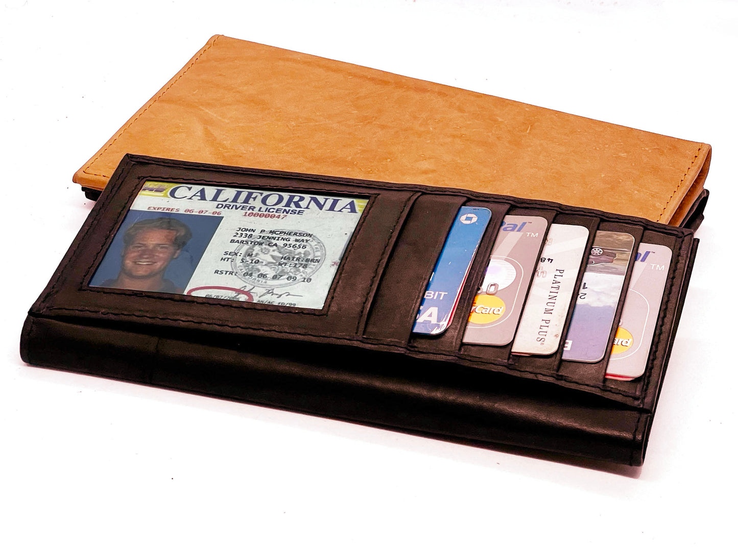 RFID Blocking Genuine Leather Checkbook Cover Holder Thin ID Window Card Wallet