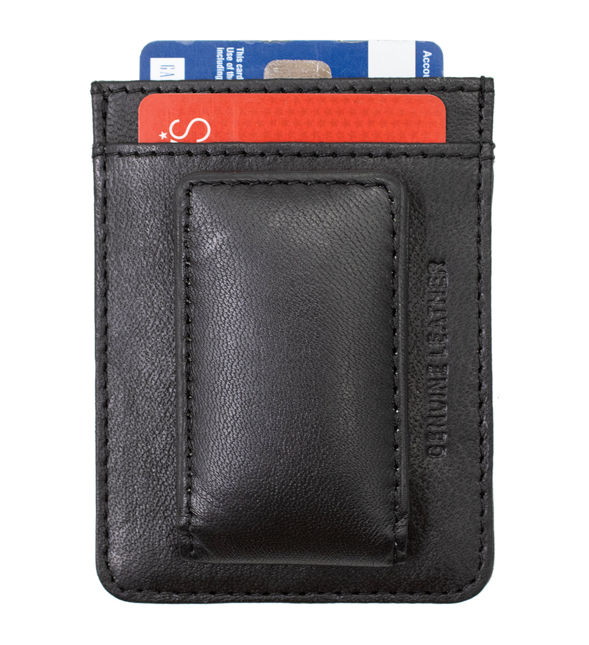 RFID Blocking Genuine Leather Money Clip ID Card Holder Slim Flat Magnetic Clip