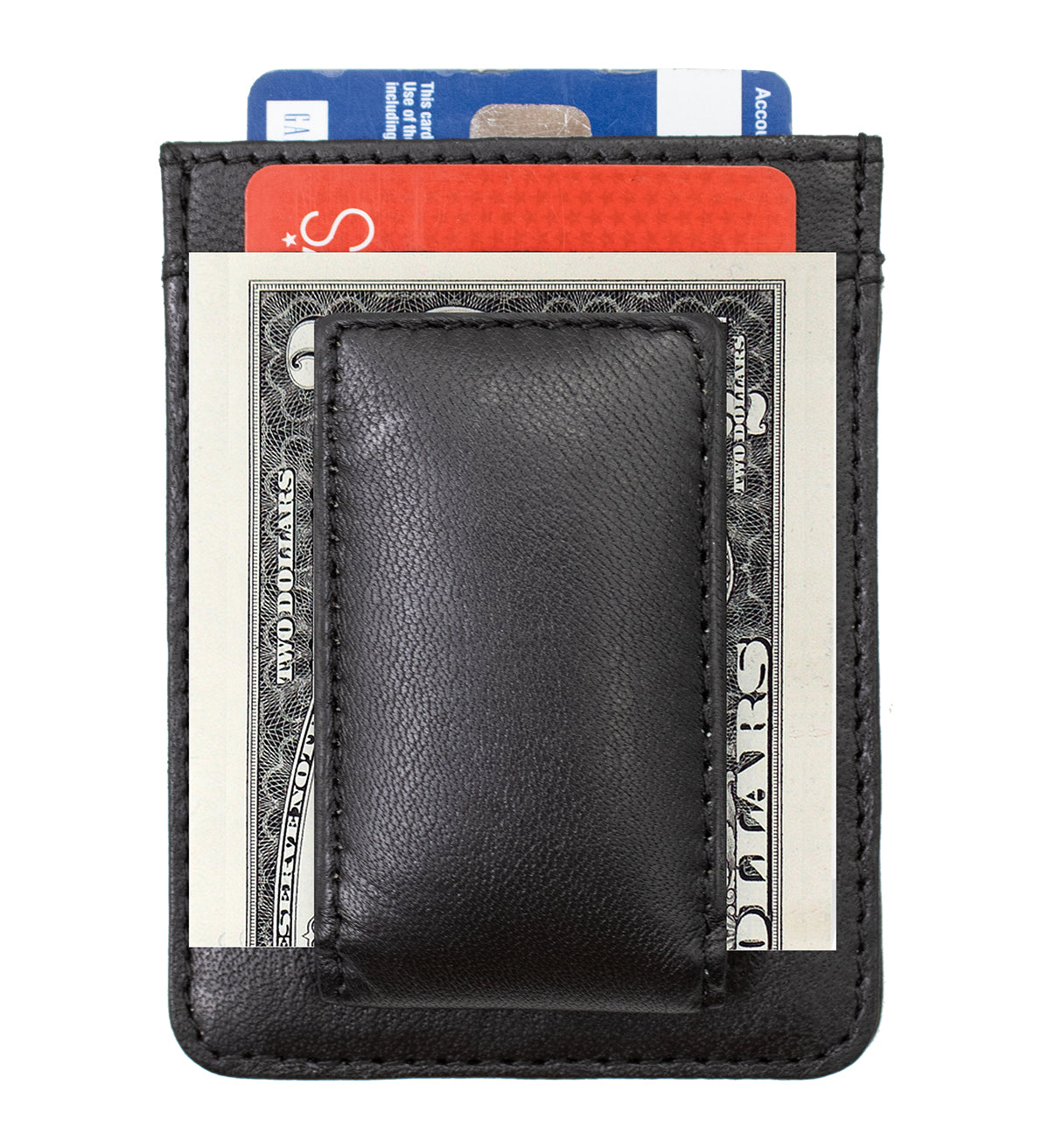 RFID Blocking Genuine Leather Money Clip ID Card Holder Slim Flat Magnetic Clip