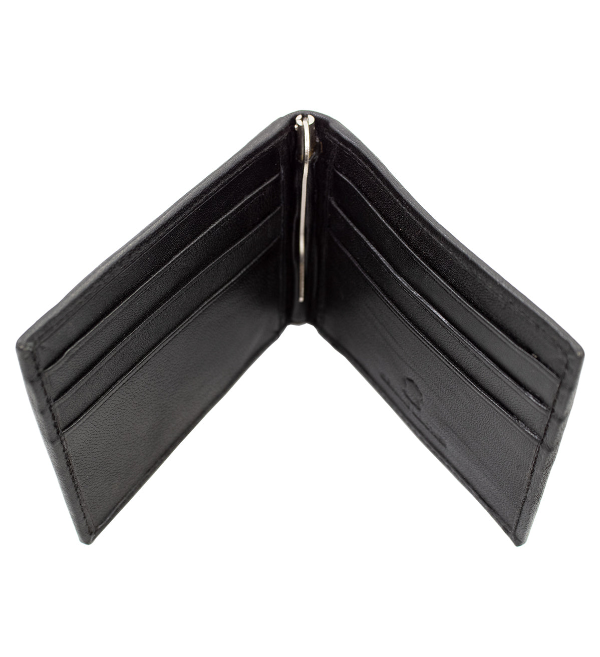RFID Blocking Genuine Leather Bifold Money Clip ID Badge Bifold Wallet Front Pocket