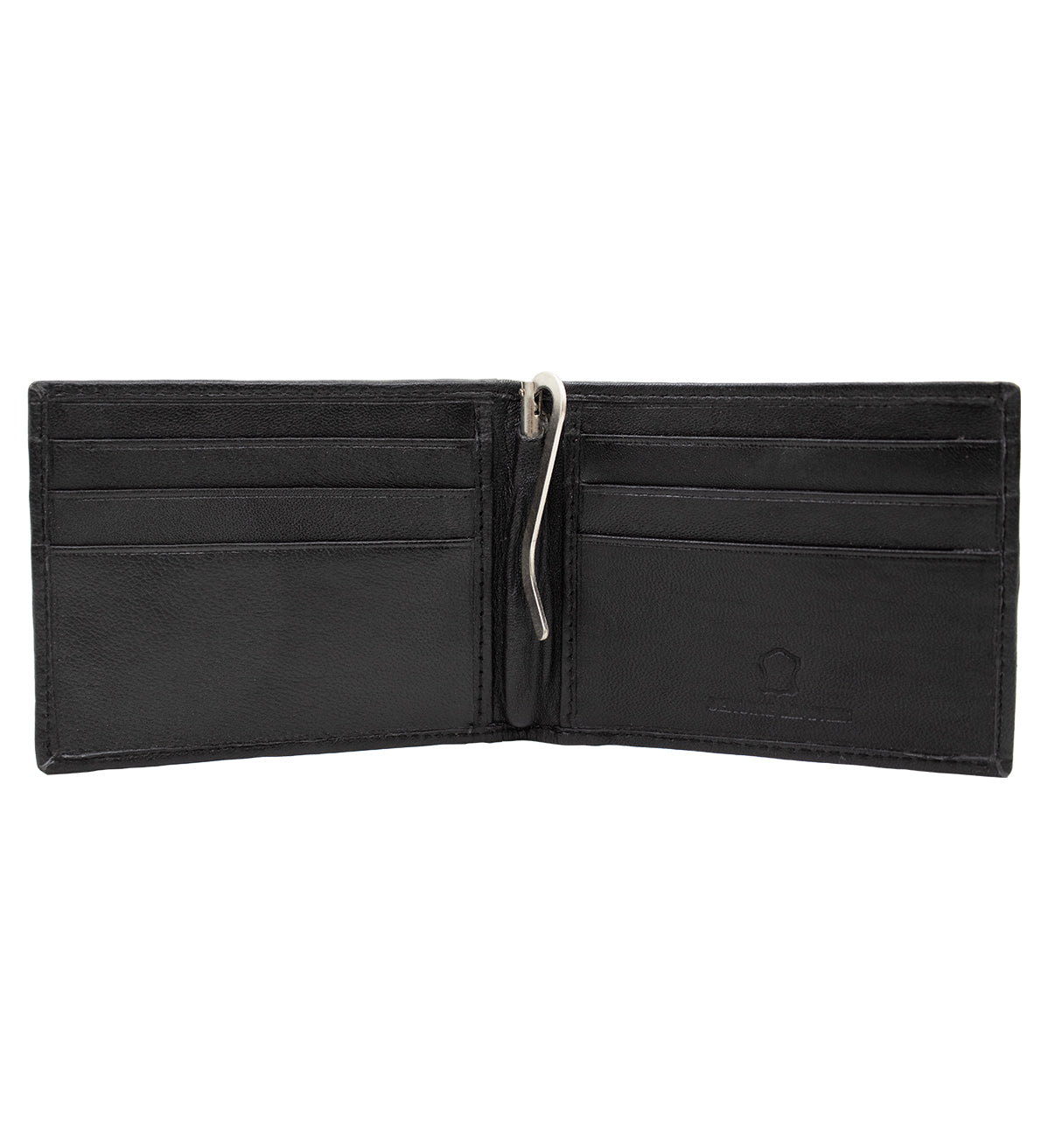 RFID Blocking Genuine Leather Bifold Money Clip ID Badge Bifold Wallet Front Pocket