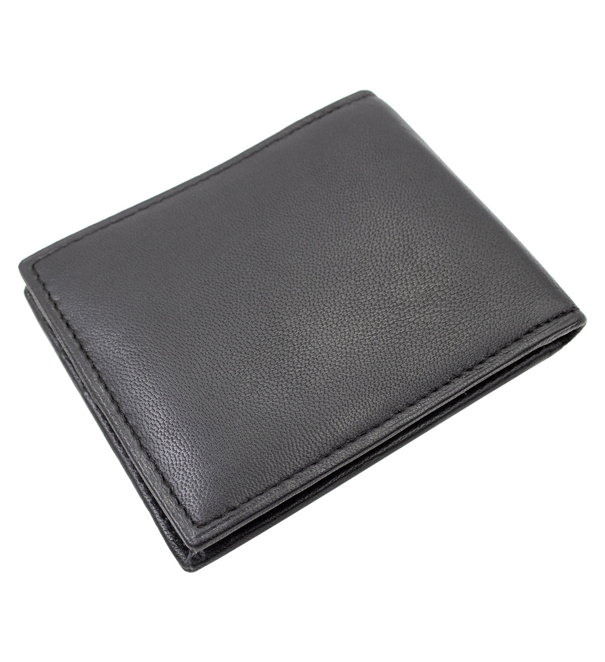 RFID Blocking Genuine Leather Bifold Money Clip ID Badge Bifold Wallet Front Pocket